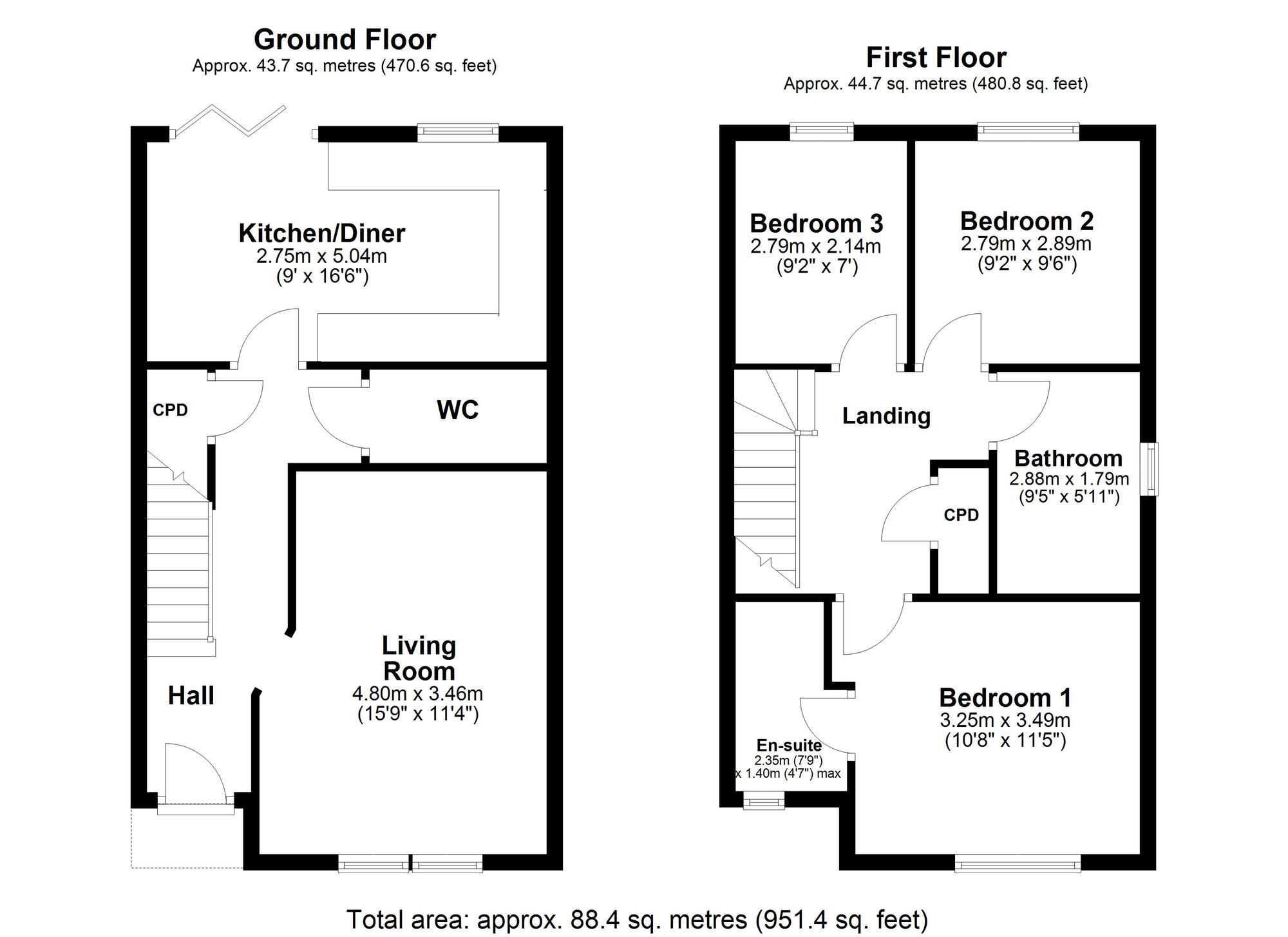 Floorplan of 3 bedroom Semi Detached House for sale, Shepherd Drive, Ryton, Tyne and Wear, NE40