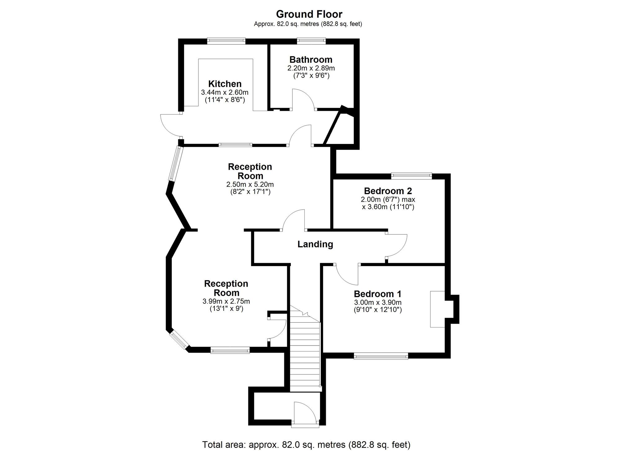 Floorplan of 2 bedroom End Terrace Flat for sale, Ellison Terrace, Greenside, Tyne and Wear, NE40