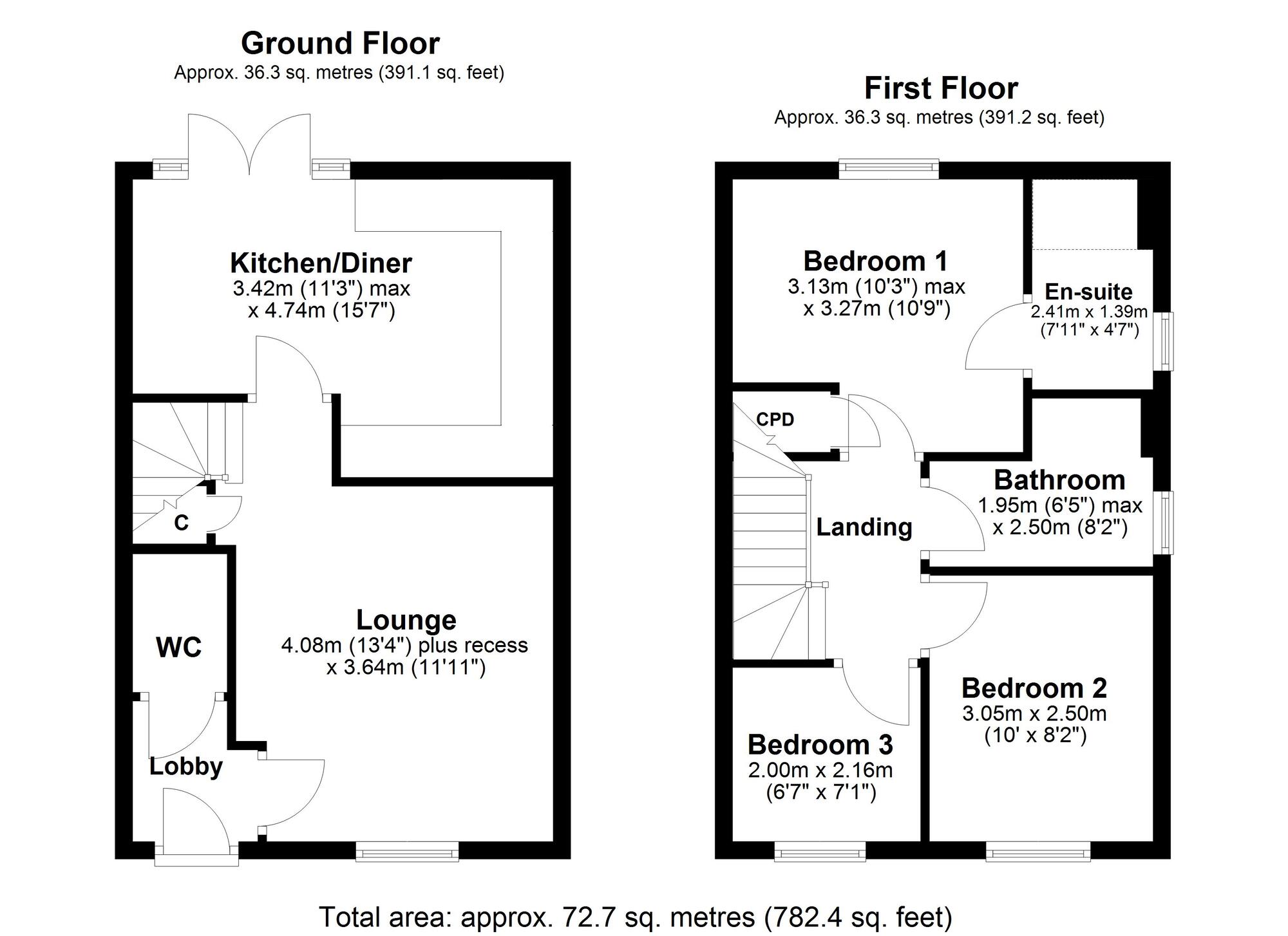 Floorplan of 3 bedroom Semi Detached House for sale, Grayling Way, Ryton, Tyne and Wear, NE40