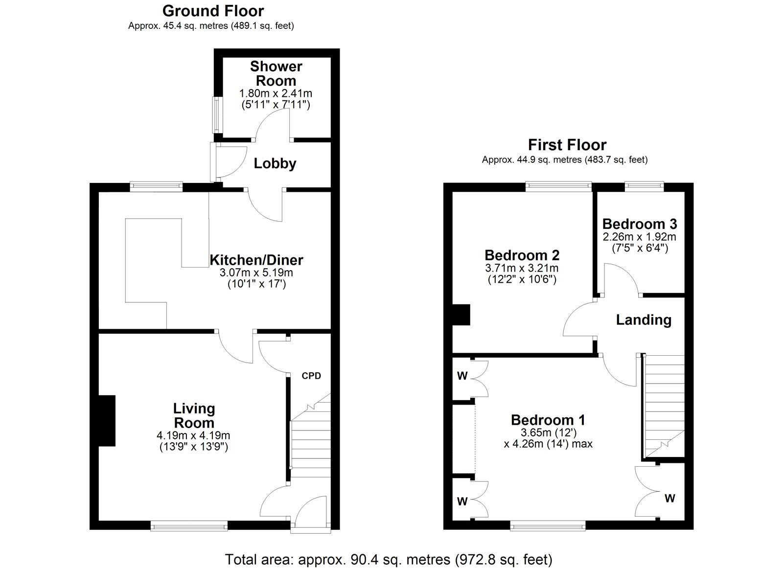 Floorplan of 3 bedroom Mid Terrace House for sale, Clifford Terrace, Crawcrook  Ryton, Tyne and Wear, NE40