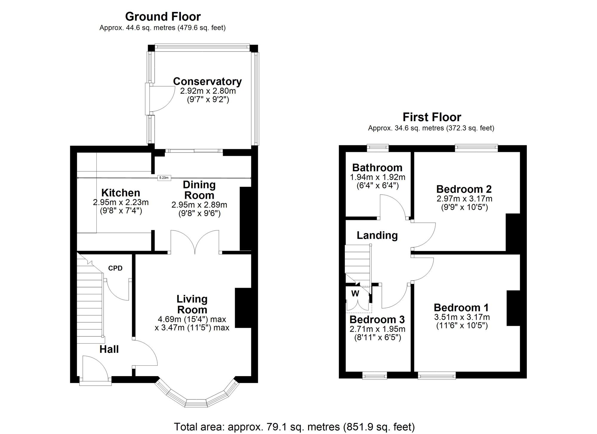 Floorplan of 3 bedroom Semi Detached House for sale, Lenore Terrace, Greenside, Tyne and Wear, NE40