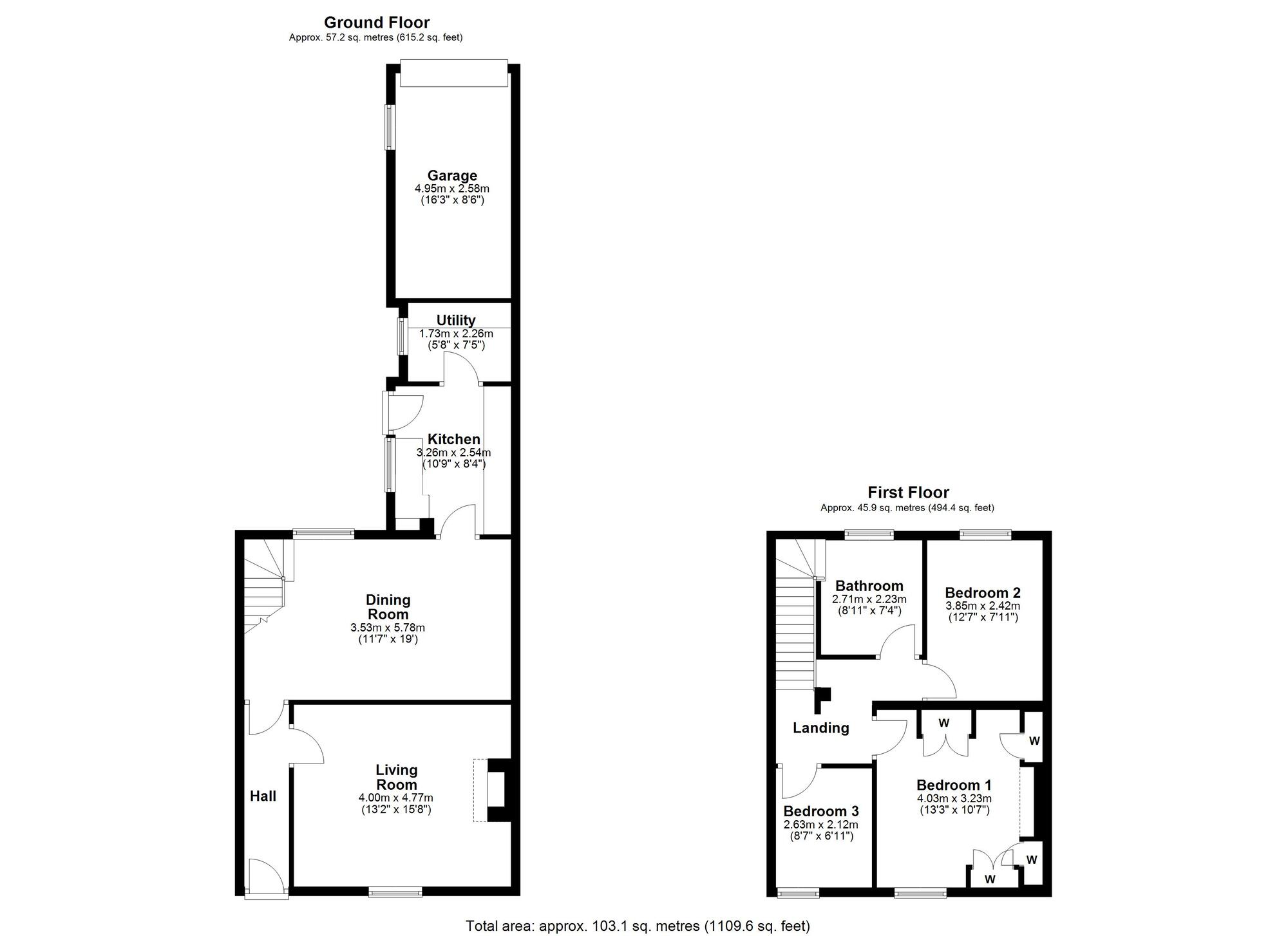 Floorplan of 3 bedroom Mid Terrace House for sale, Chamberlain Street, Crawcrook  Ryton, Tyne and Wear, NE40