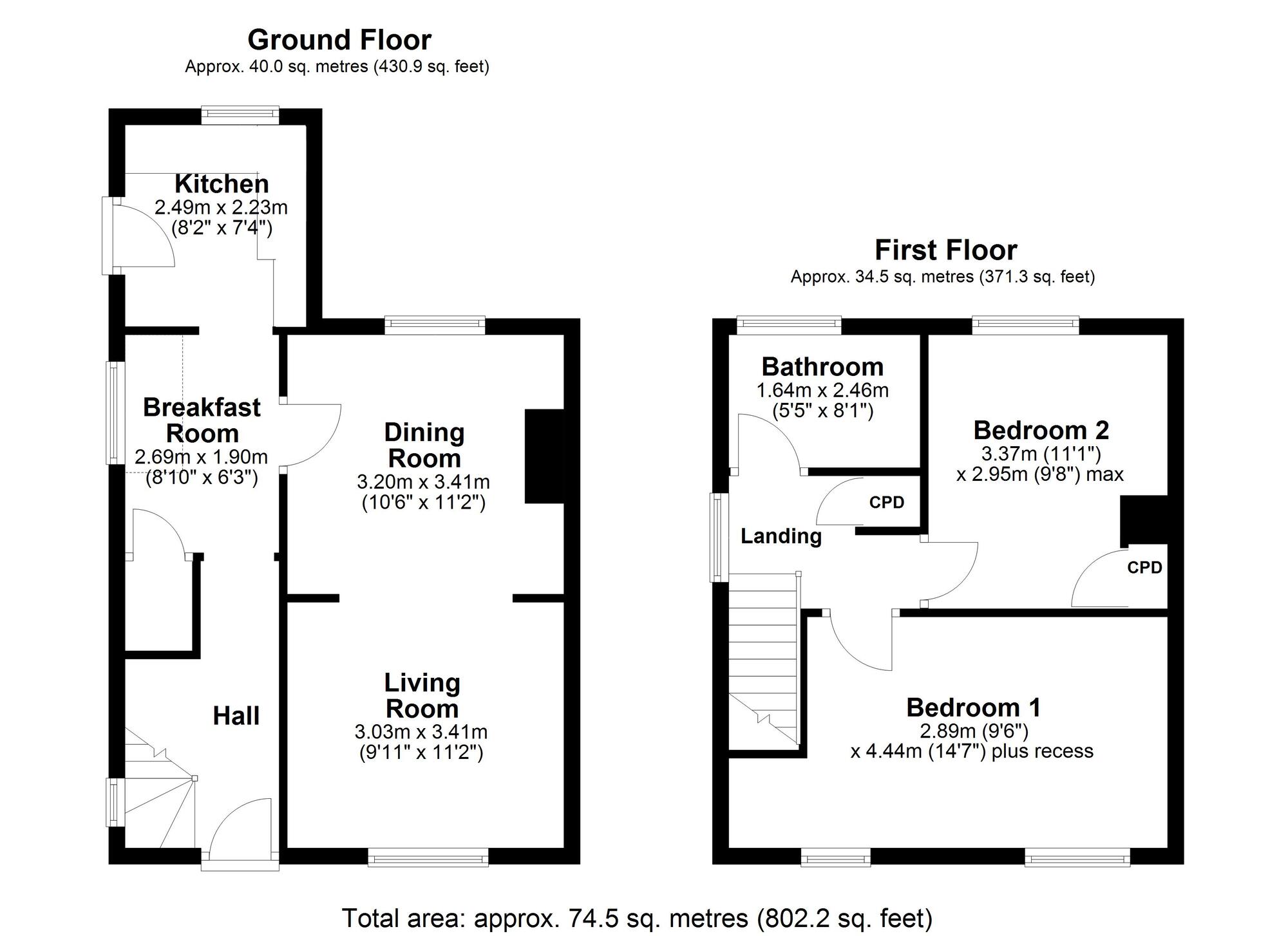 Floorplan of 2 bedroom Semi Detached House for sale, Garden House Estate, Ryton, Tyne and Wear, NE40