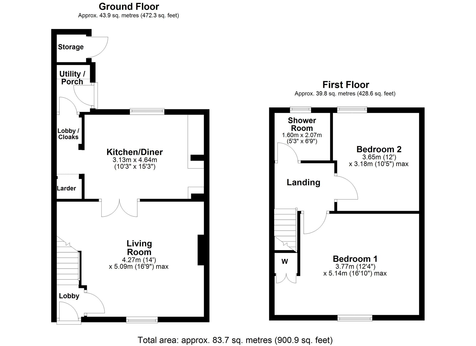 Floorplan of 2 bedroom Mid Terrace House for sale, Emmaville, Ryton, Tyne and Wear, NE40