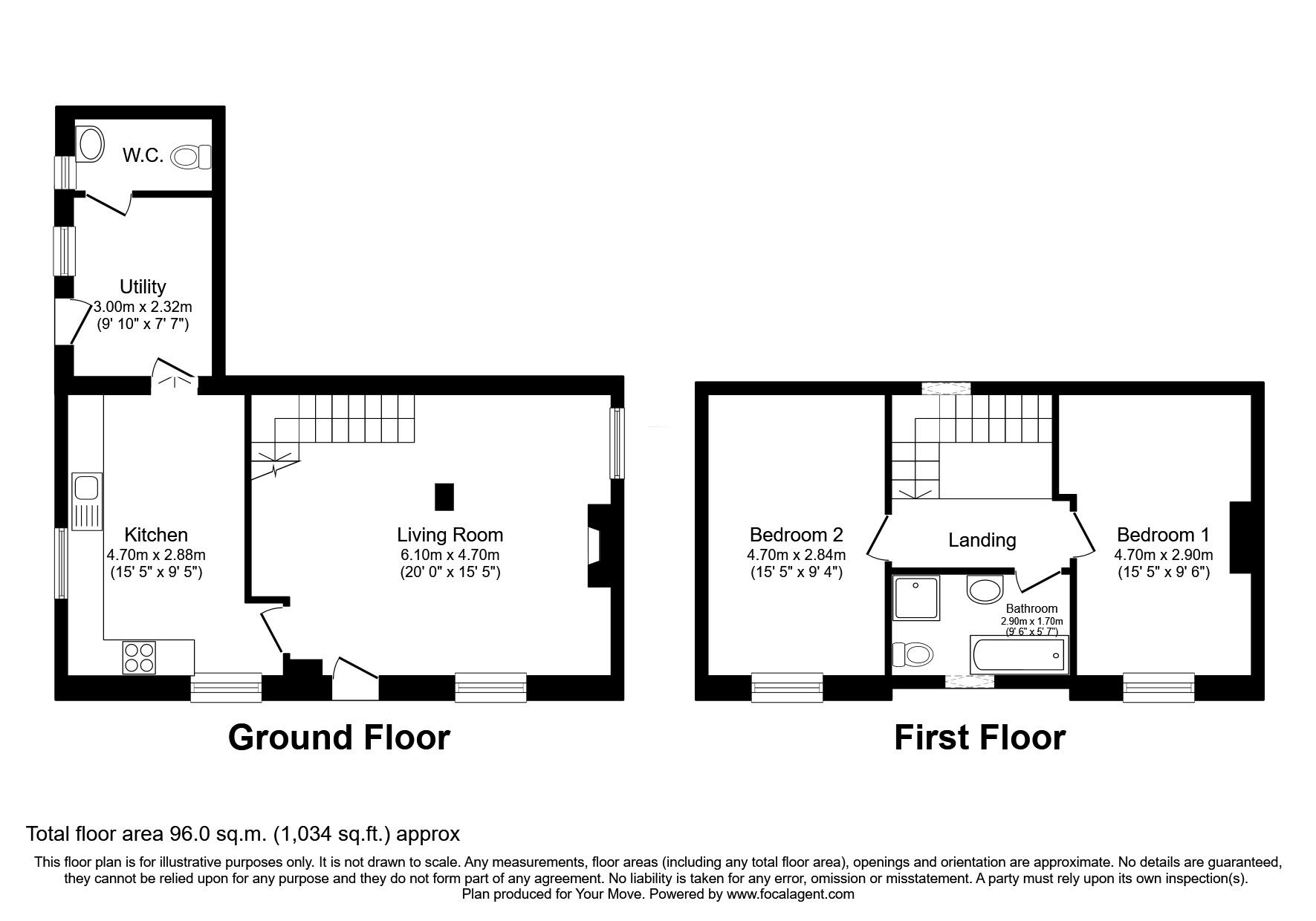Floorplan of 2 bedroom Link Detached House for sale, Kyo Lane, Greenside, Ryton, NE40