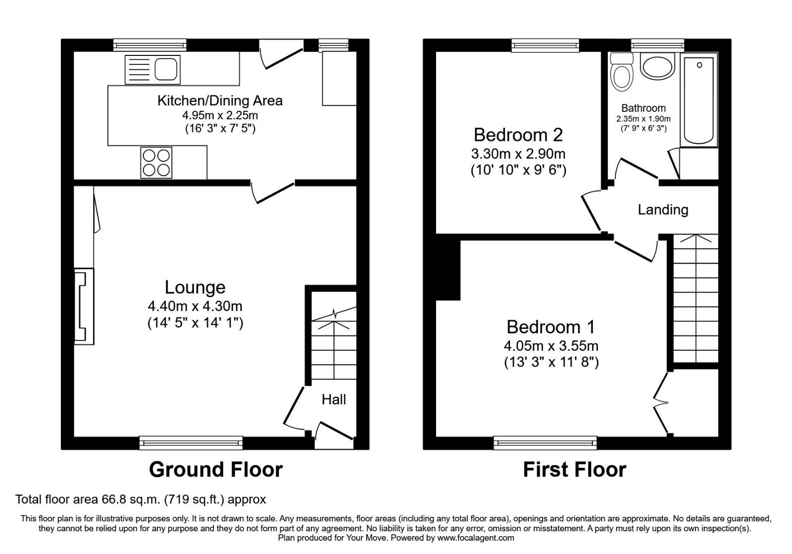 Floorplan of 2 bedroom Mid Terrace House for sale, Rockwood Gardens, Greenside, Tyne and Wear, NE40
