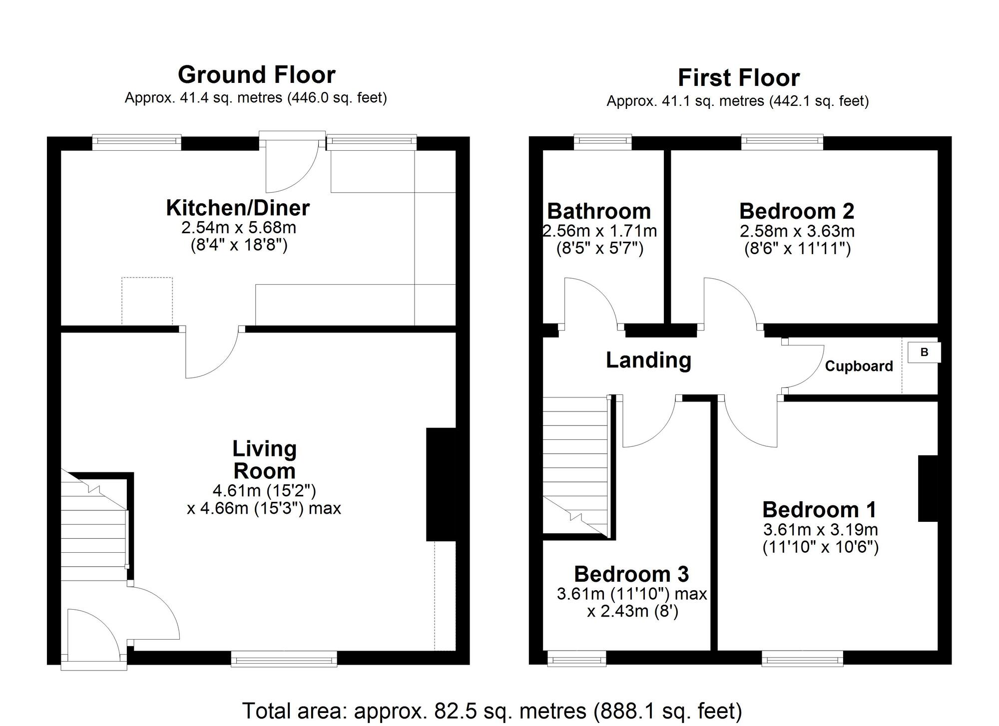 Floorplan of 3 bedroom Mid Terrace House for sale, Gibson Terrace, Barmoor, Ryton, Tyne and Wear, NE40
