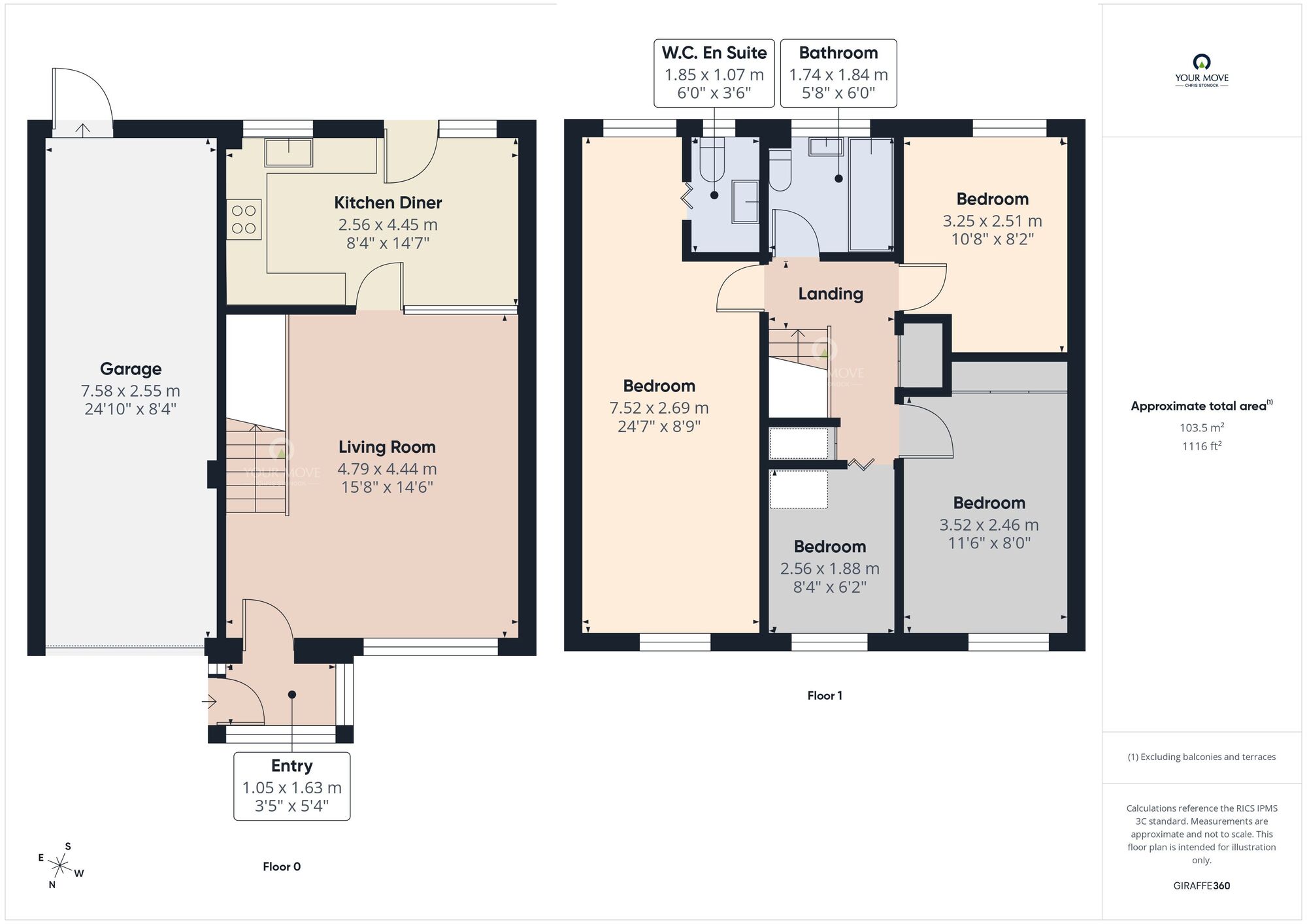 Floorplan of 4 bedroom Semi Detached House for sale, Holly Grove, Prudhoe, Northumberland, NE42