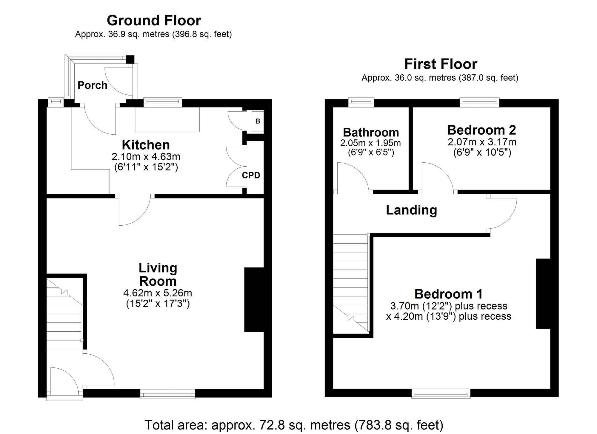 Floorplan of 2 bedroom Mid Terrace House for sale, Garden Terrace, Woodside, Tyne and Wear, NE40