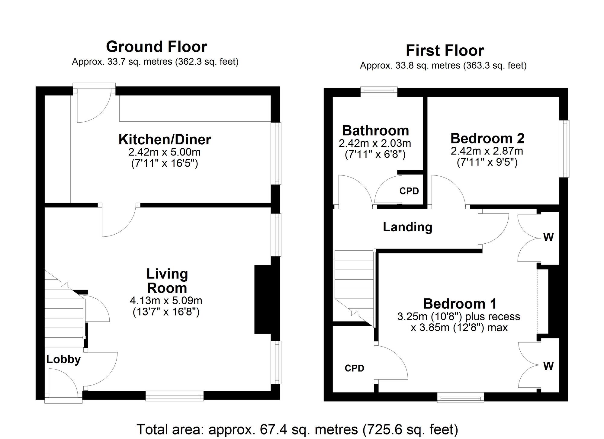 Floorplan of 2 bedroom End Terrace House for sale, Ivy Terrace, Crawcrook   Ryton, Tyne and Wear, NE40