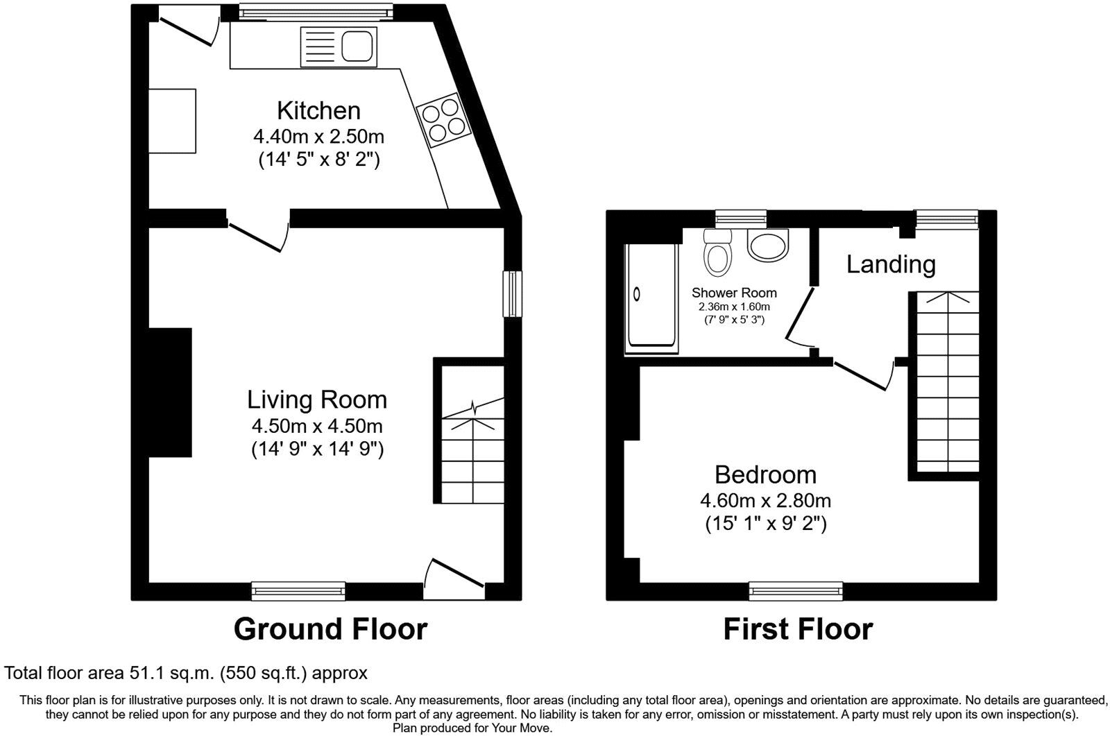 Floorplan of 1 bedroom End Terrace House for sale, Dale Street, Crawcrook  Ryton, Tyne and Wear, NE40