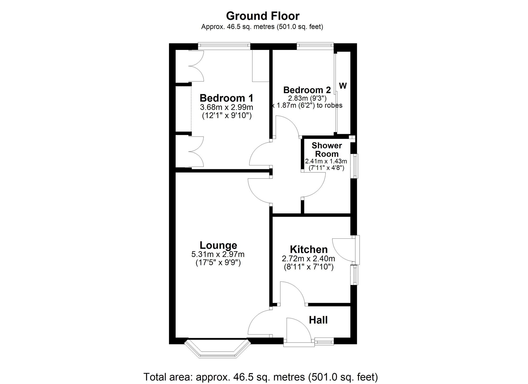 Floorplan of 2 bedroom Detached Bungalow for sale, Moss Crescent, Ryton, Tyne and Wear, NE40