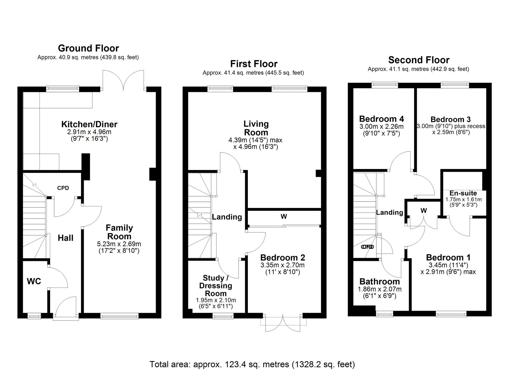Floorplan of 4 bedroom Mid Terrace House for sale, School Row, Prudhoe, Northumberland, NE42