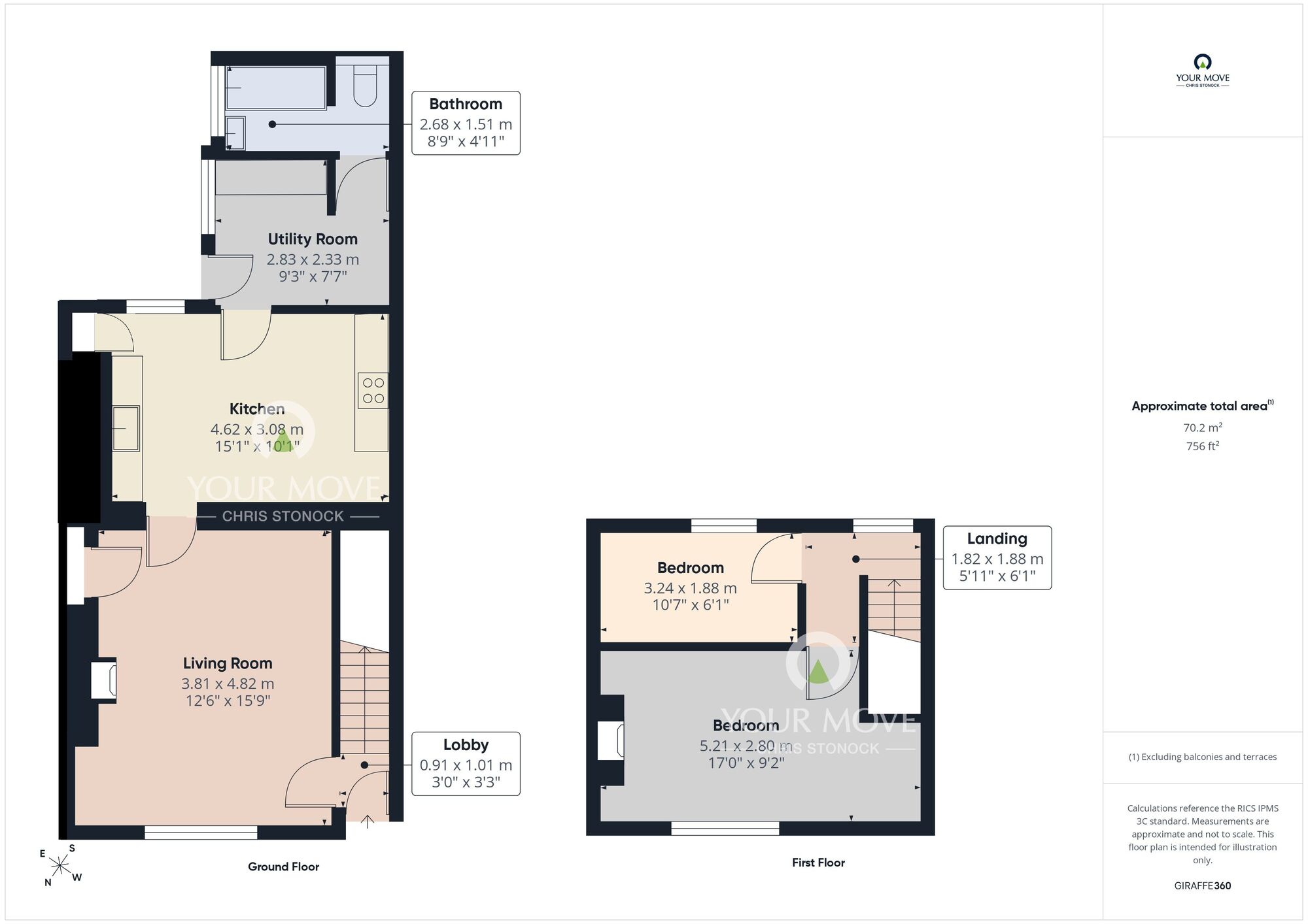 Floorplan of 2 bedroom Mid Terrace House for sale, Leaburn Terrace, Prudhoe, Northumberland, NE42