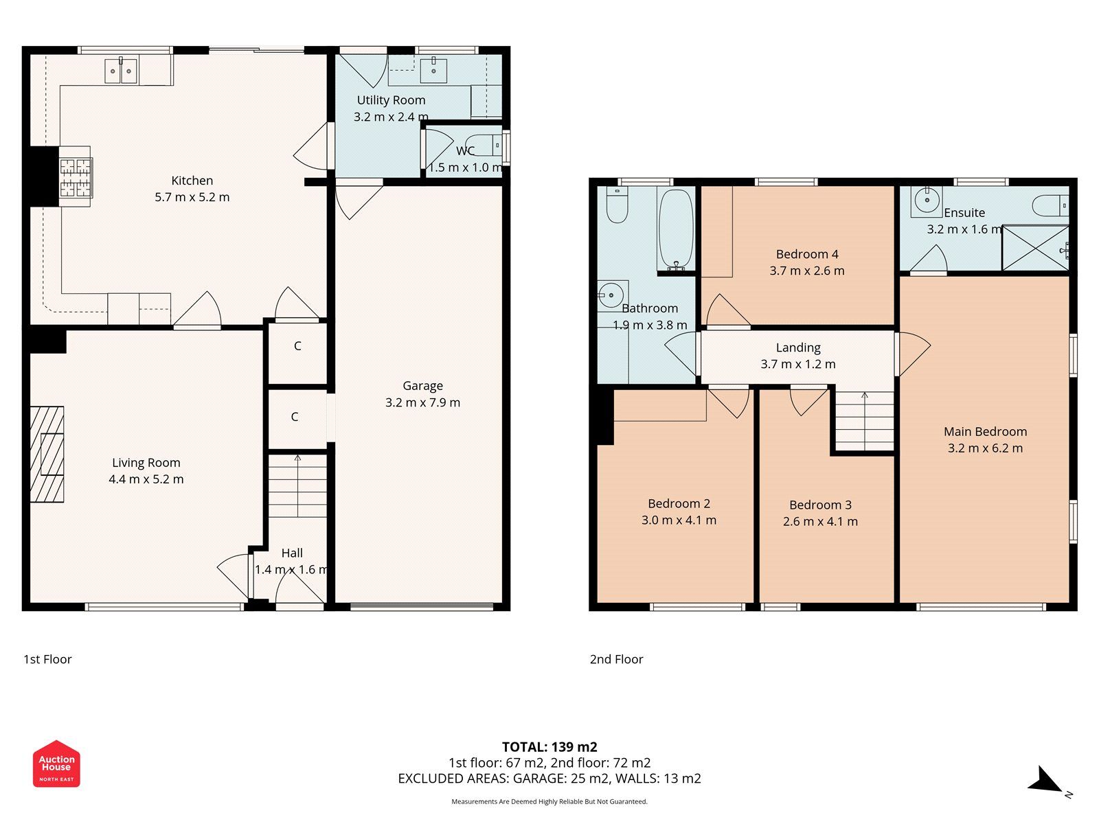Floorplan of 4 bedroom Semi Detached House for sale, Chesters Gardens, Crawcrook   Ryton, Tyne and Wear, NE40