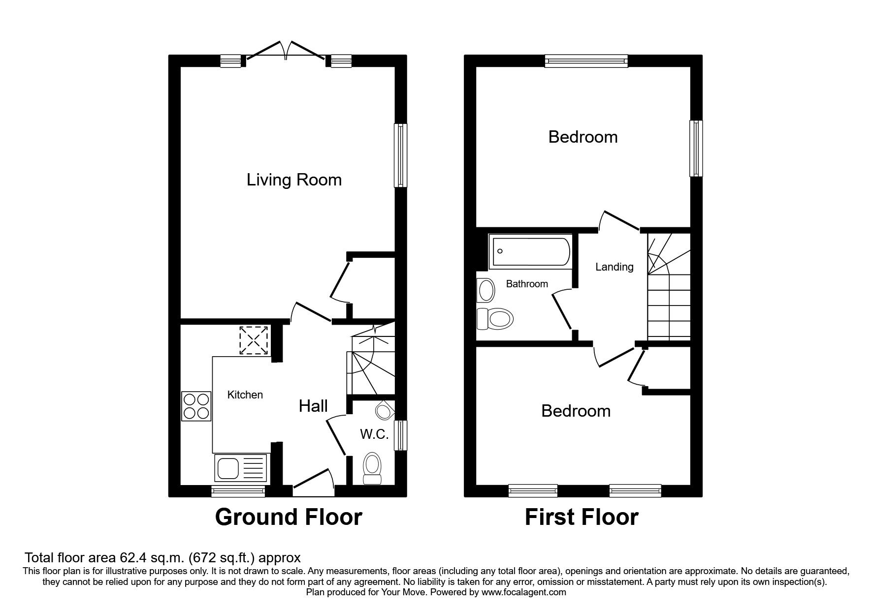 Floorplan of 2 bedroom Semi Detached House for sale, Jarvis Drive, Ryton, Tyne and Wear, NE40