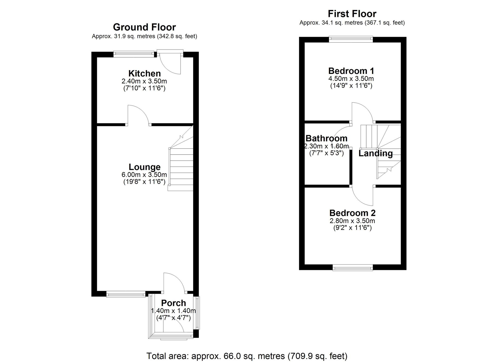 Floorplan of 2 bedroom Mid Terrace House for sale, Westwood View, Tyne and Wear, NE40