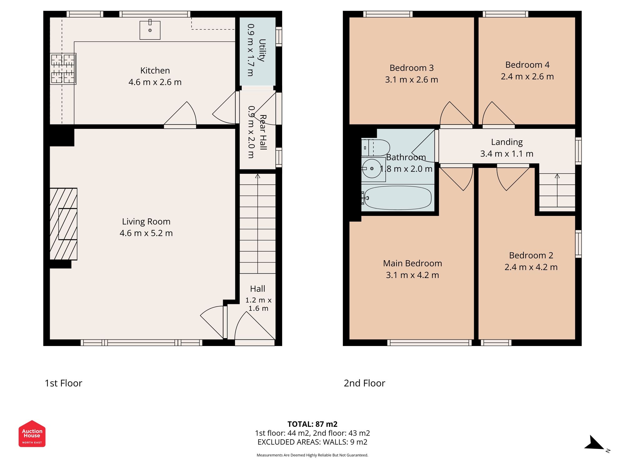 Floorplan of 4 bedroom Semi Detached House for sale, Chesters Gardens, Crawcrook   Ryton, Tyne and Wear, NE40