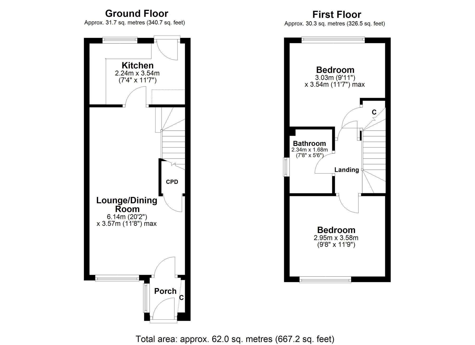 Floorplan of 2 bedroom End Terrace House for sale, Westwood View, Crawcrook,  Ryton, Tyne and Wear, NE40