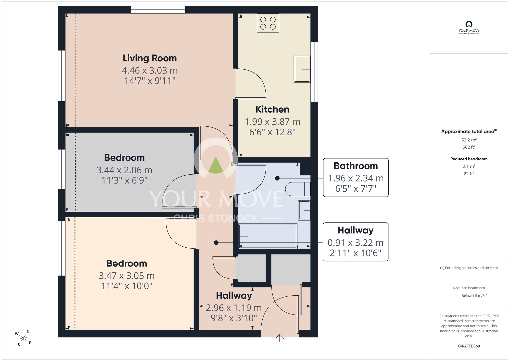 Floorplan of 2 bedroom Flat for sale, Birches Nook, Stocksfield, Northumberland, NE43