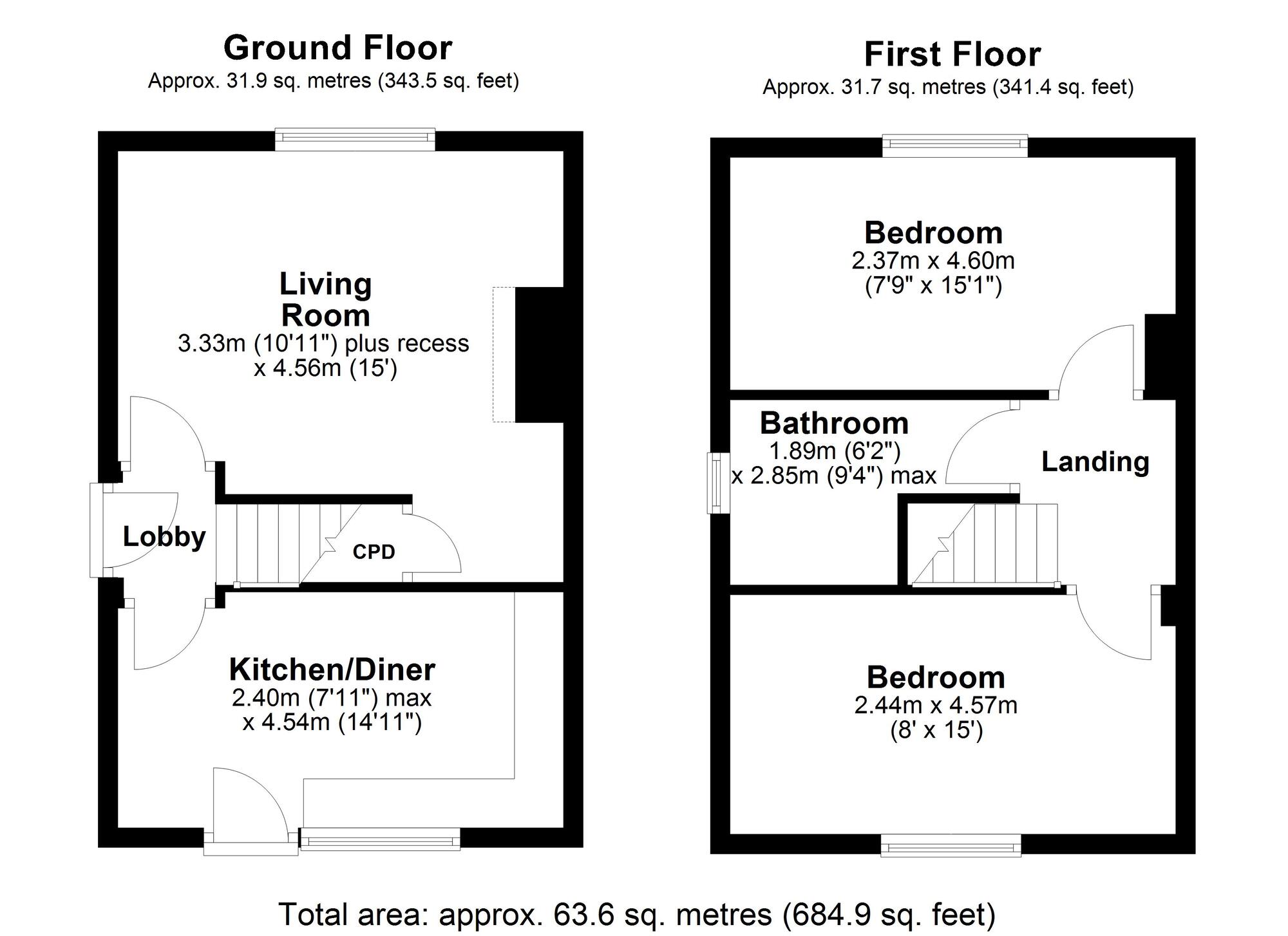 Floorplan of 2 bedroom Semi Detached House for sale, Dale View Gardens, Ryton, Tyne and Wear, NE40