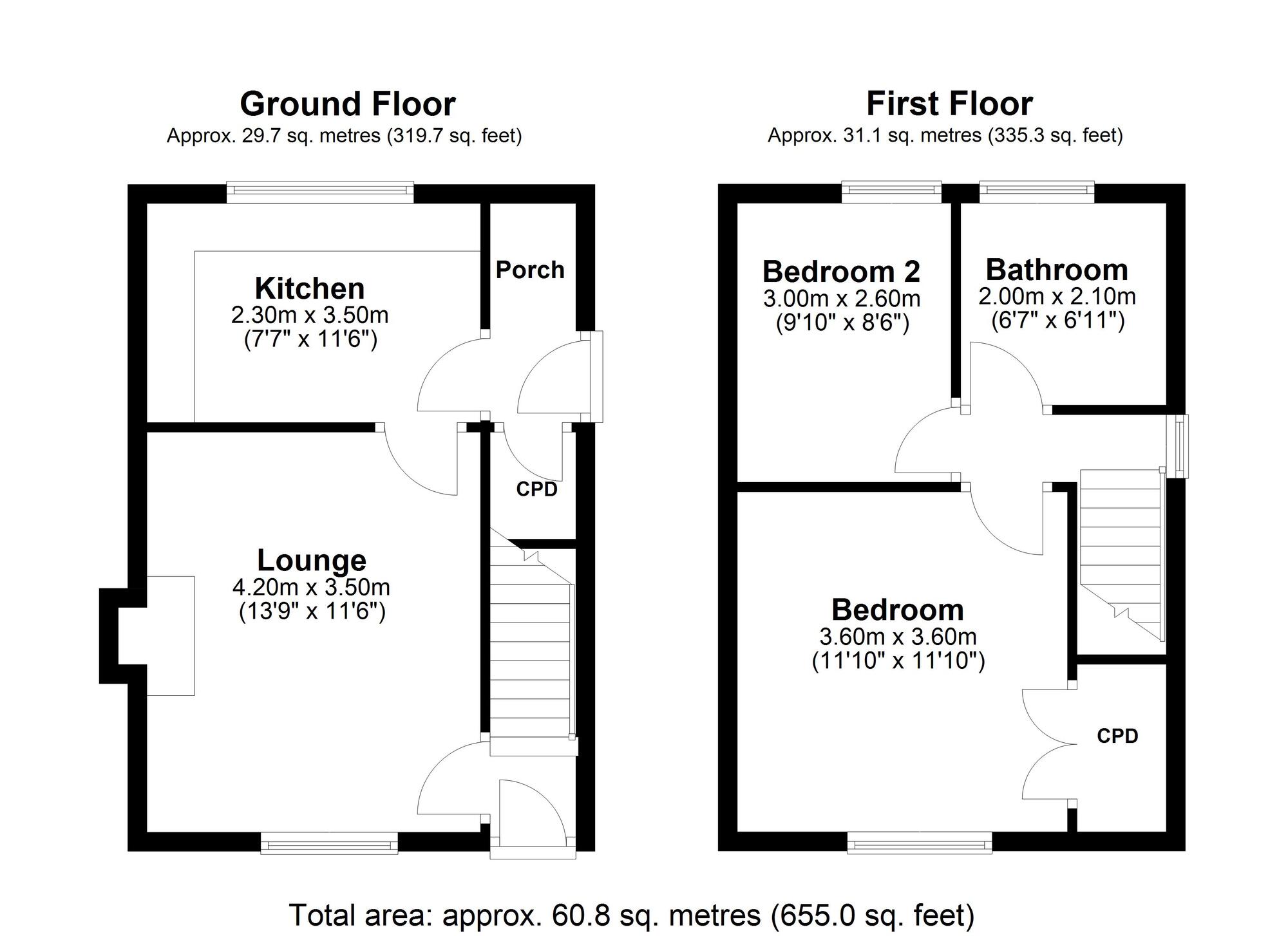 Floorplan of 2 bedroom Semi Detached House for sale, Tyne Gardens, Ryton, Tyne and Wear, NE40