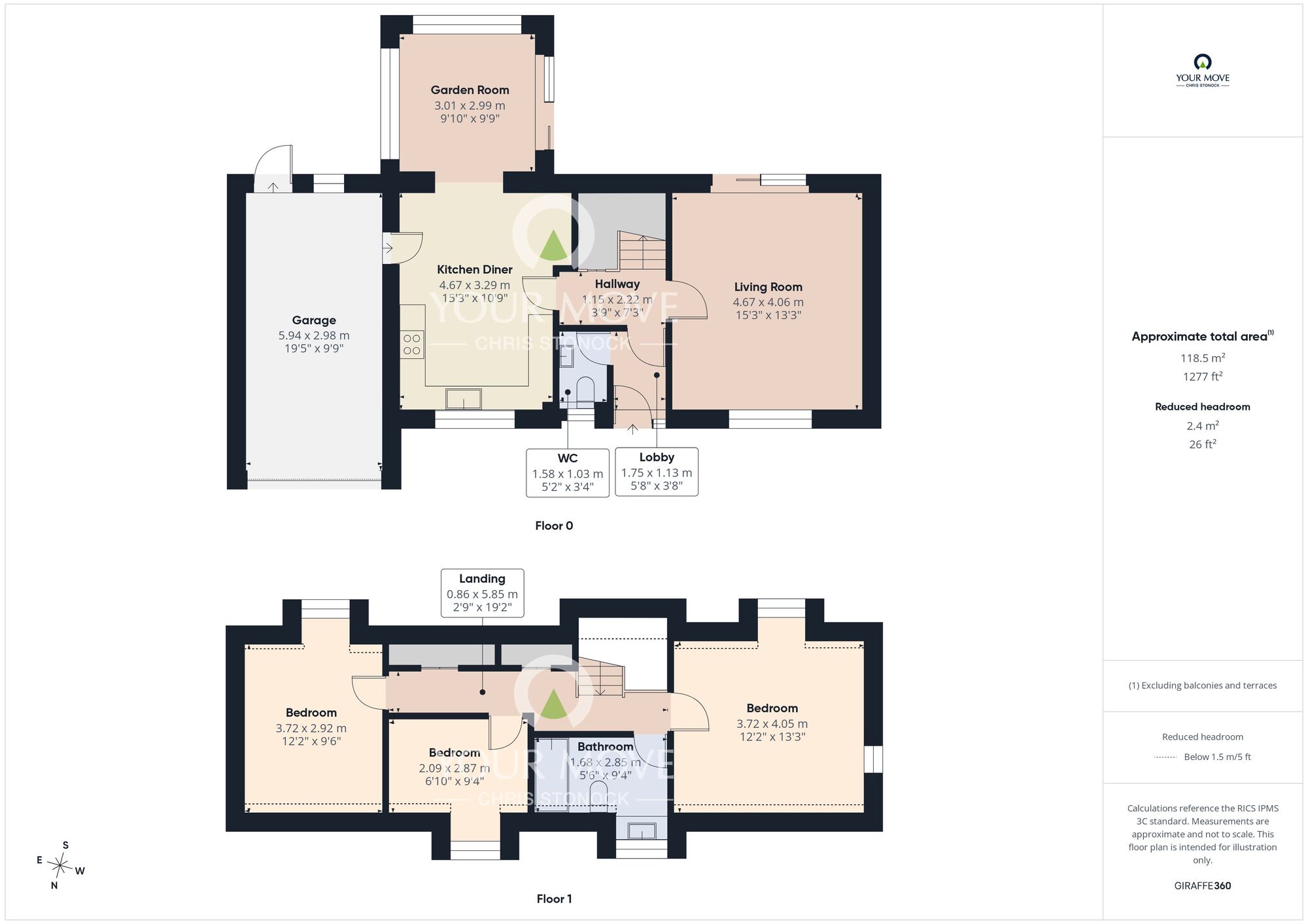 Floorplan of 3 bedroom Detached House for sale, Rockwood Hill Road, Greenside, Tyne and Wear, NE40