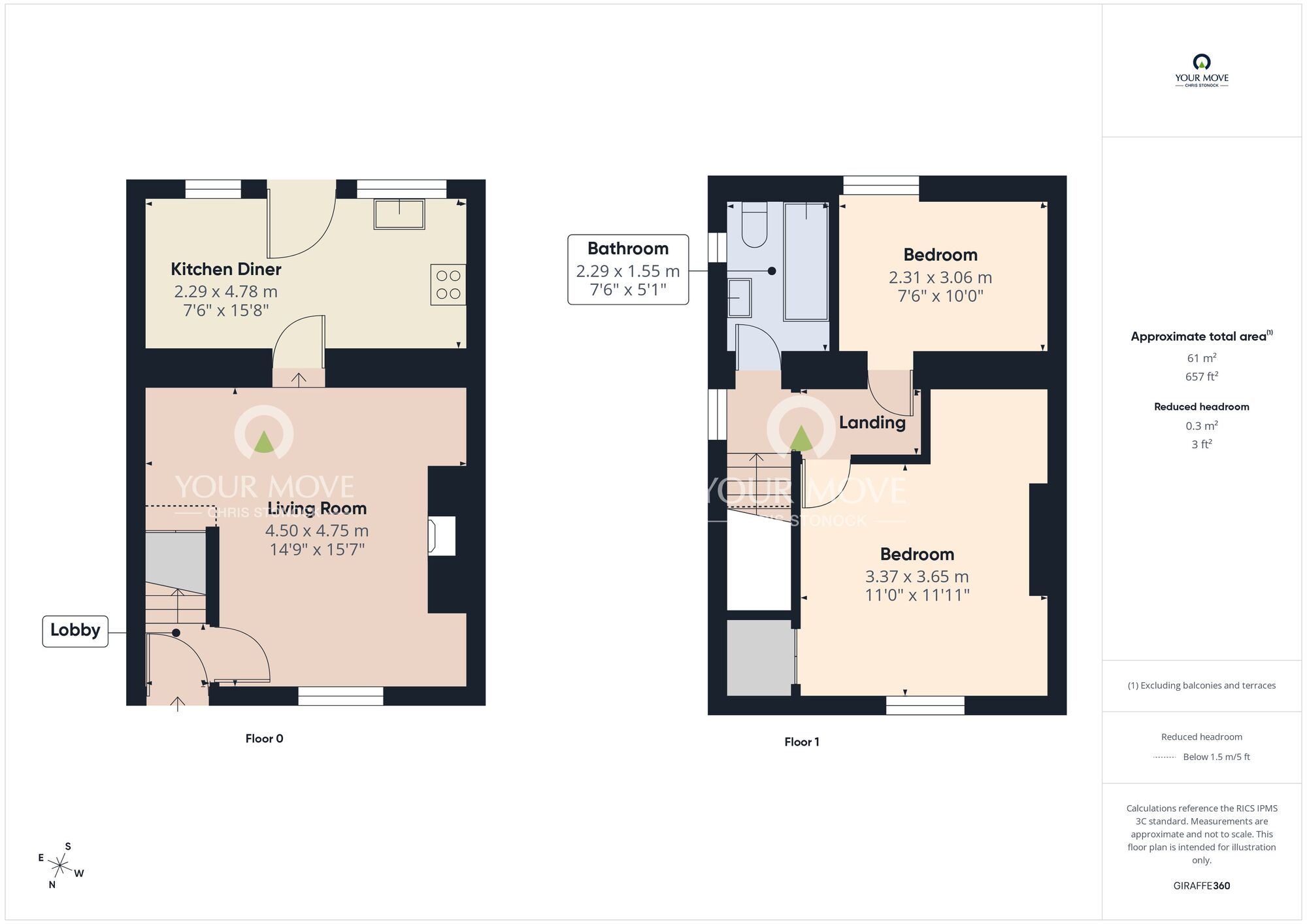 Floorplan of 2 bedroom Semi Detached House for sale, Lishman Cottages, Crawcrook, Ryton, Tyne & Wear, NE40