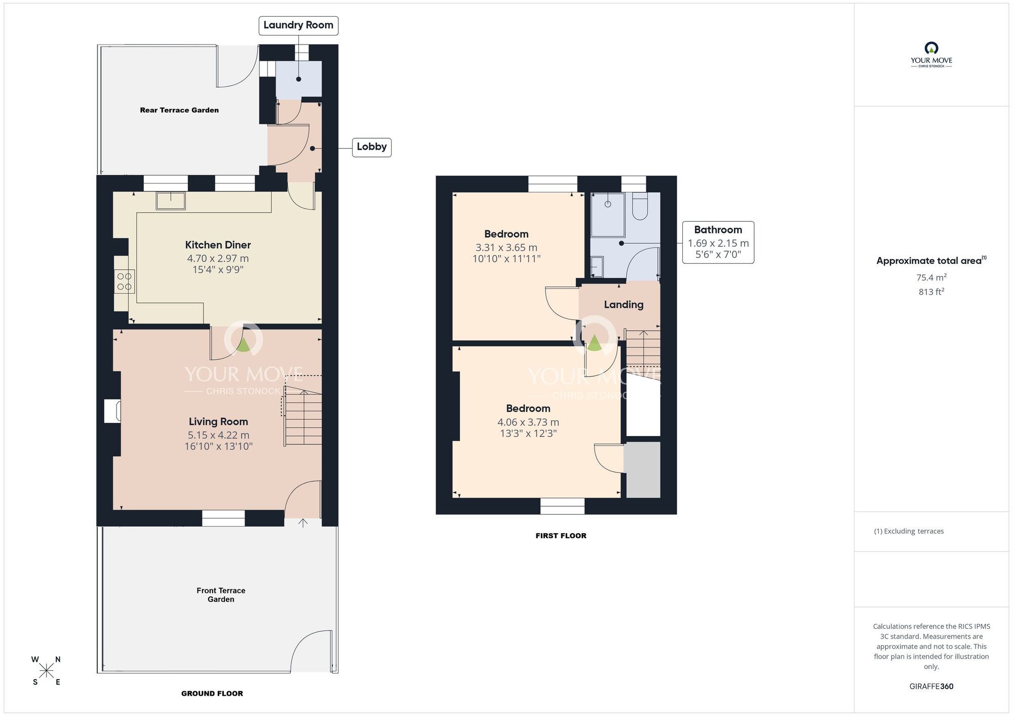 Floorplan of 2 bedroom Mid Terrace House for sale, Emmaville, Ryton, Tyne and Wear, NE40