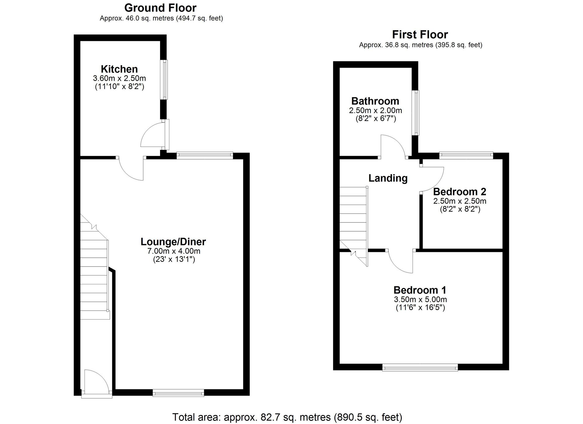 Floorplan of 2 bedroom Mid Terrace House for sale, Beech Grove Terrace South, Ryton, Tyne and Wear, NE40