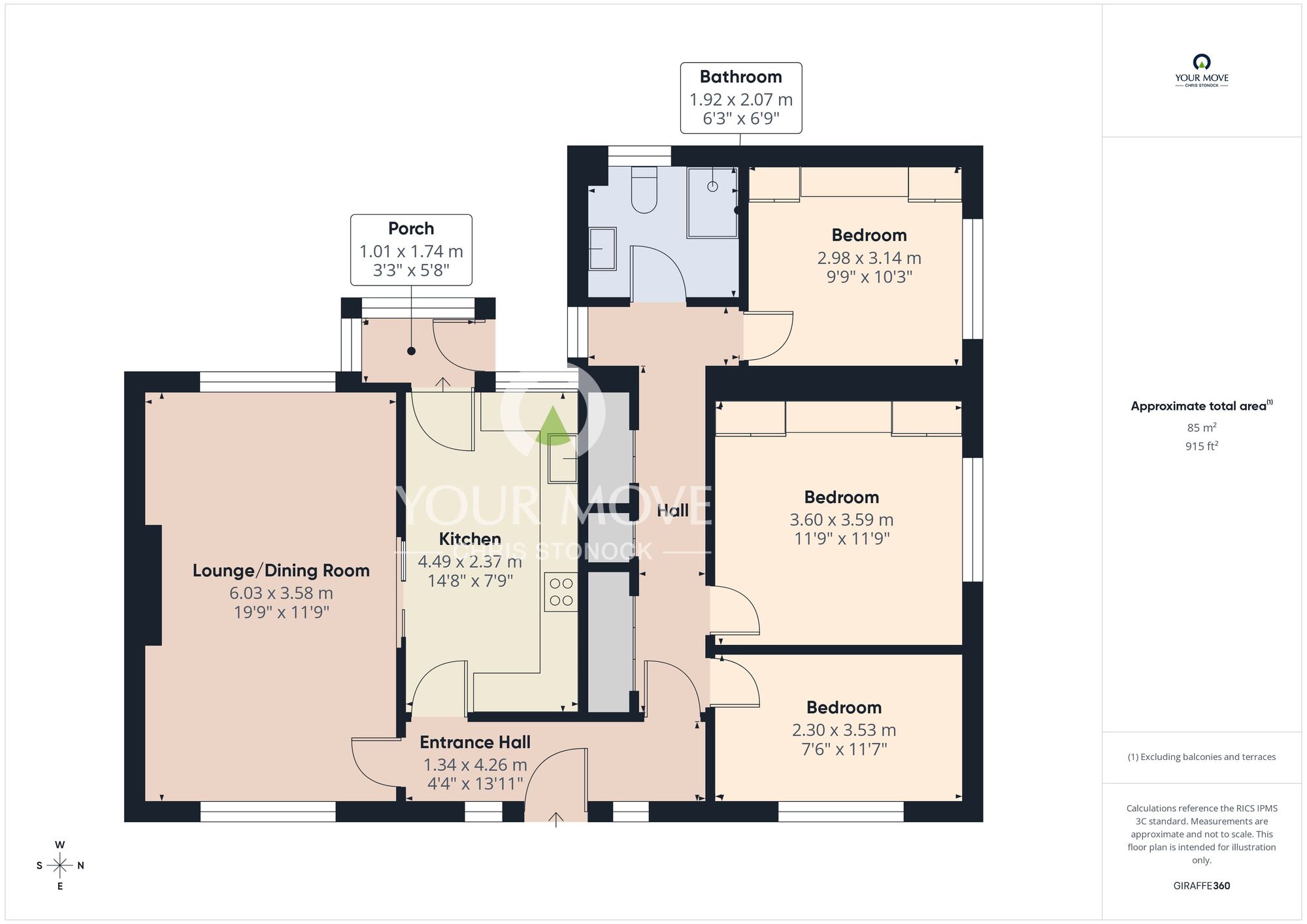 Floorplan of 3 bedroom Detached Bungalow for sale, Croft Villas, Crawcrook, Ryton, Tyne and Wear, NE40