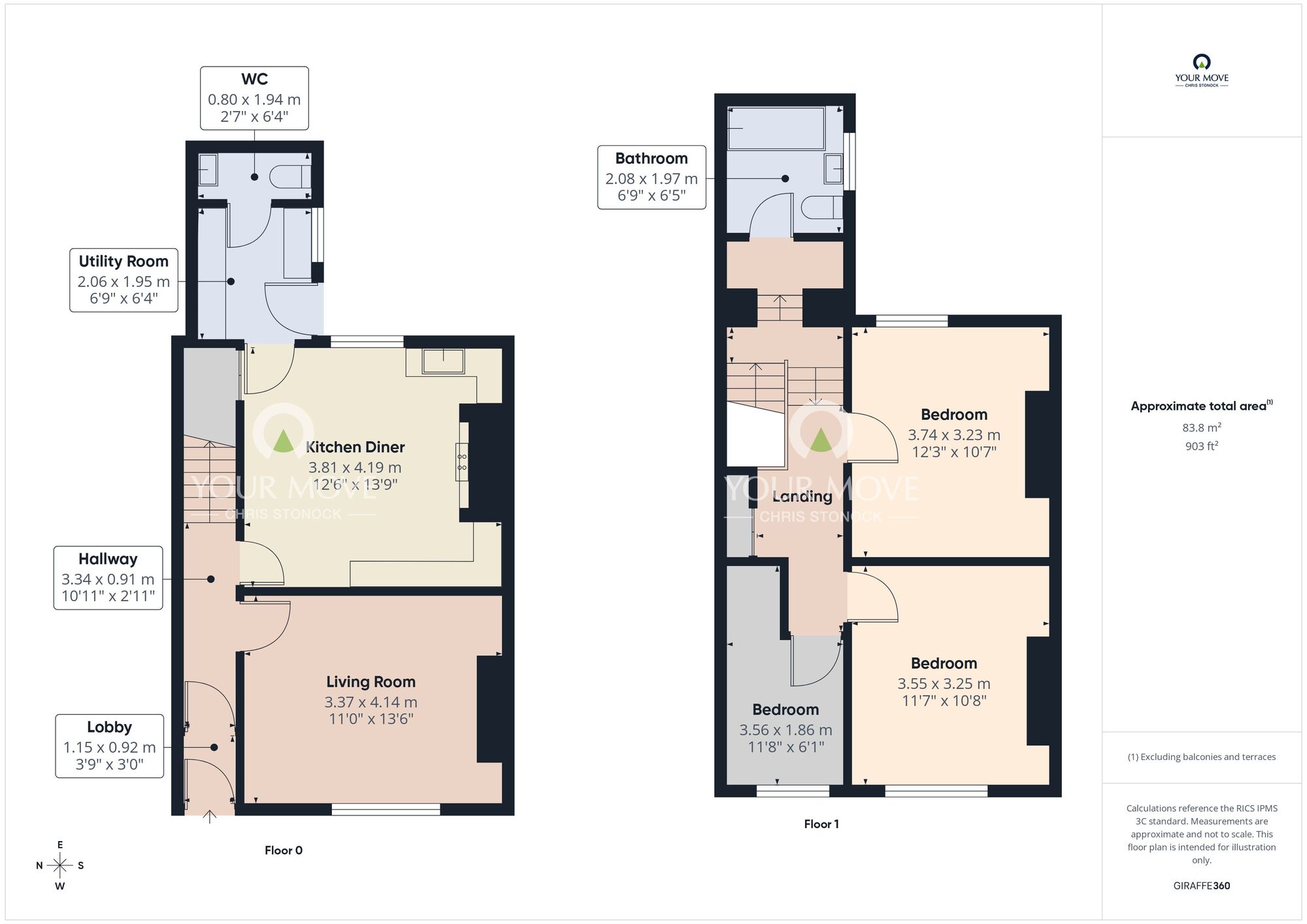 Floorplan of 3 bedroom Mid Terrace House for sale, Chamberlain Street, Crawcrook, Ryton, Tyne and Wear, NE40