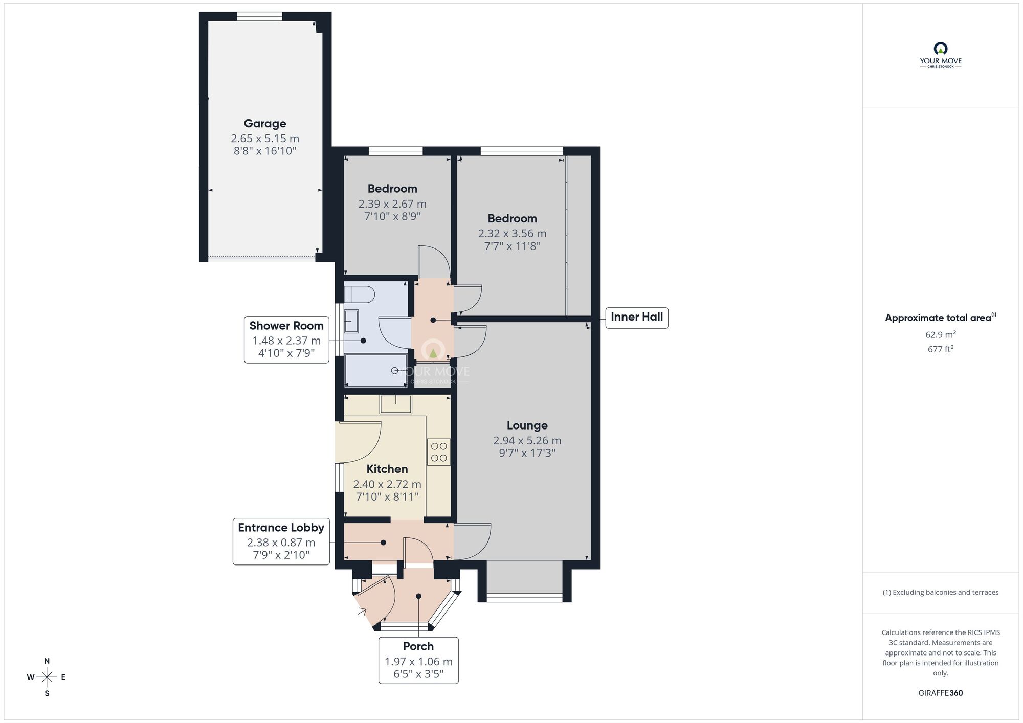 Floorplan of 2 bedroom Semi Detached Bungalow for sale, Moss Crescent, Crawcrook, Ryton, Tyne and Wear, NE40
