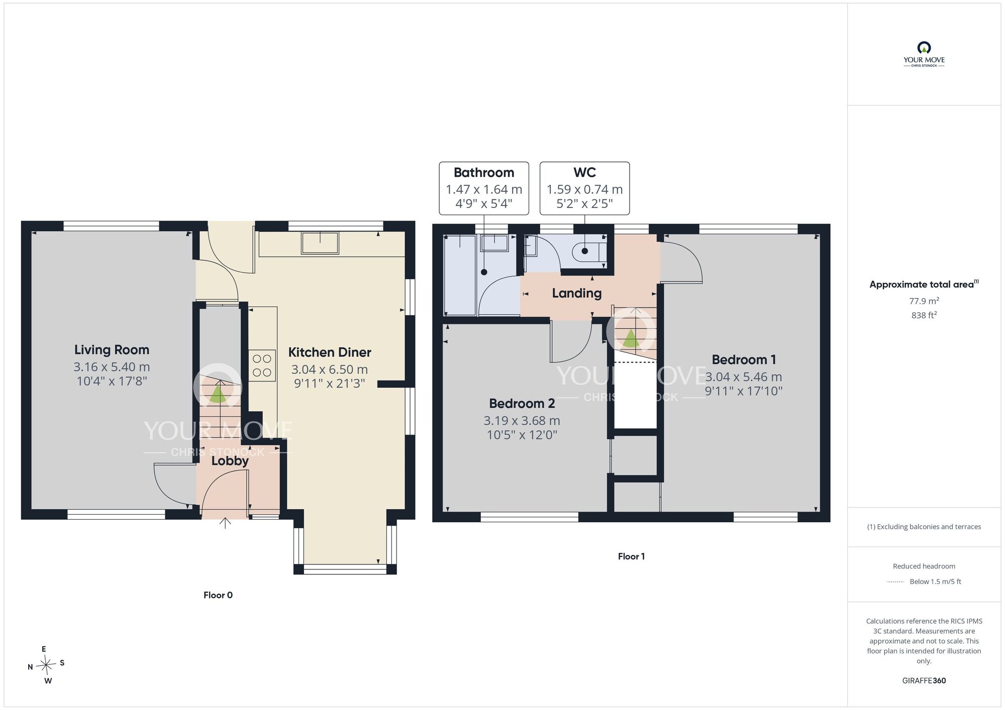 Floorplan of 2 bedroom Semi Detached House to rent, Adderlane Road, West Wylam, Prudhoe, Northumberland, NE42