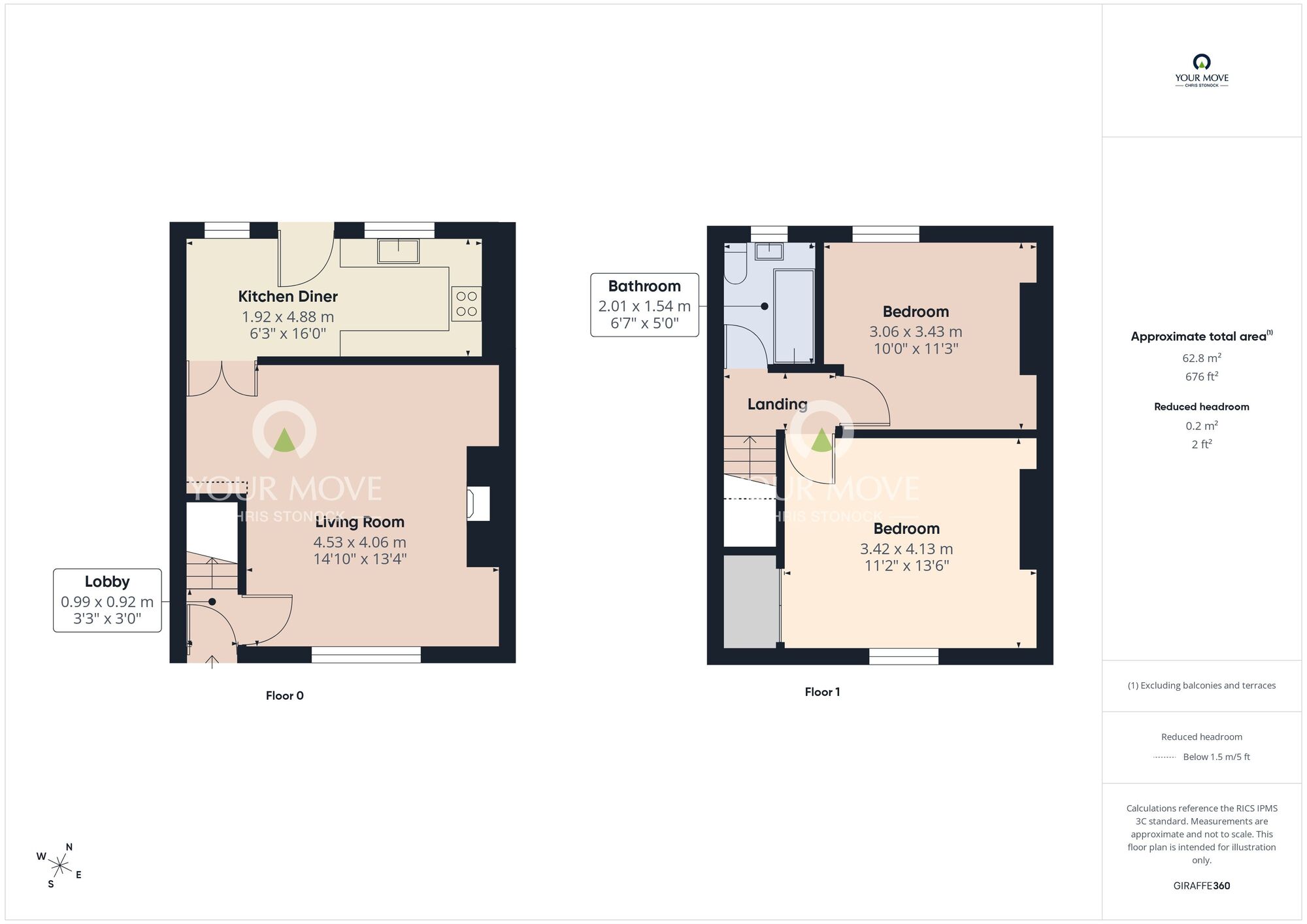 Floorplan of 2 bedroom End Terrace House for sale, Rockwood Terrace, Greenside, Tyne and Wear, NE40