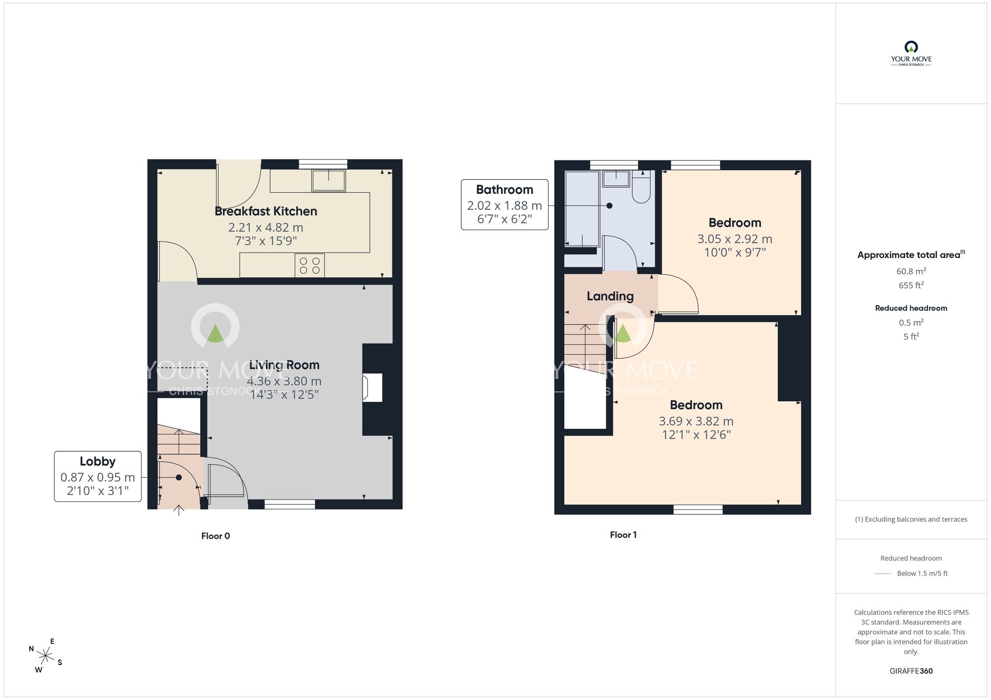 Floorplan of 2 bedroom Mid Terrace House for sale, Milton Street, Greenside, Tyne and Wear, NE40