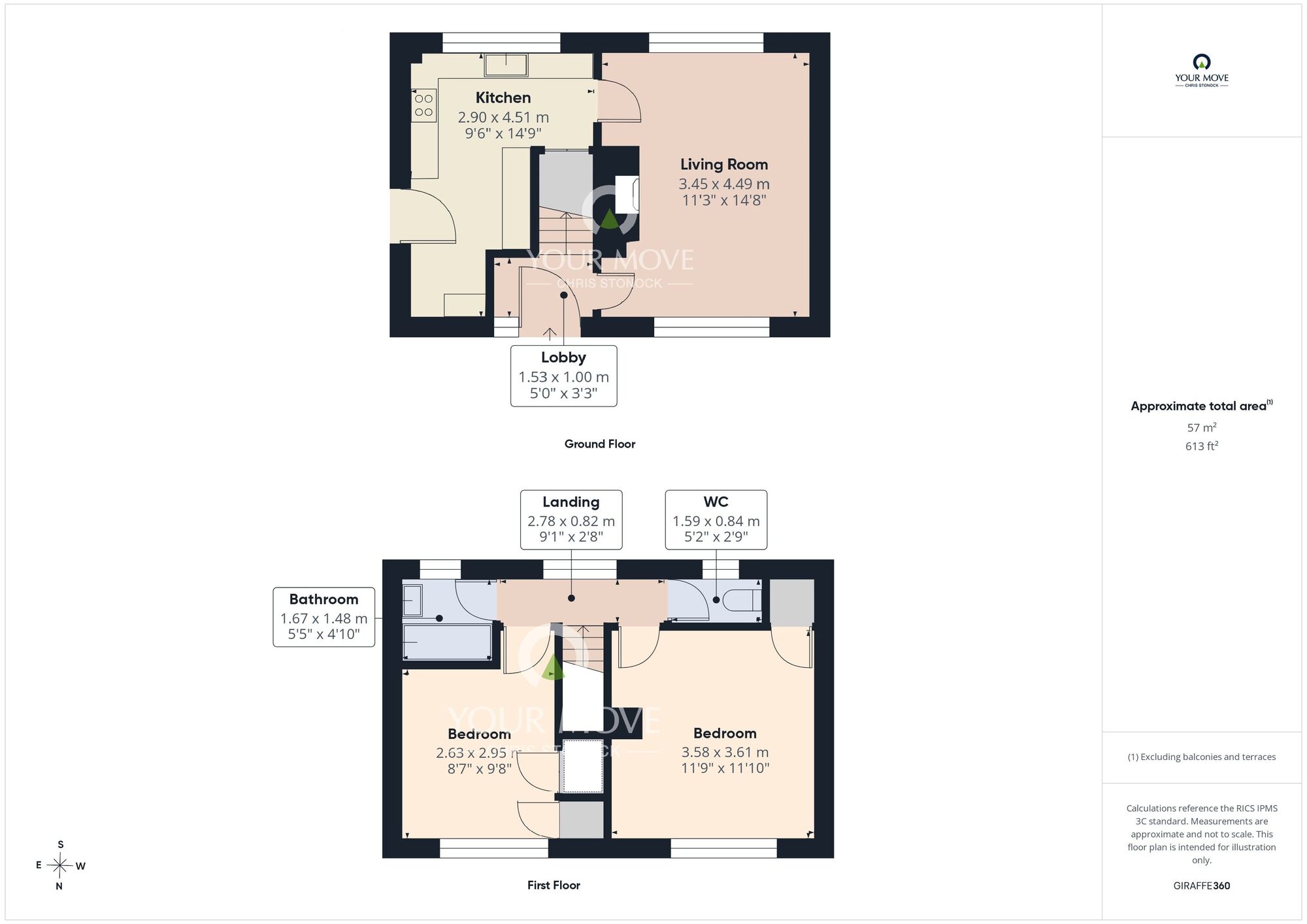 Floorplan of 2 bedroom Mid Terrace House for sale, Lime Grove, Ryton, Tyne and Wear, NE40