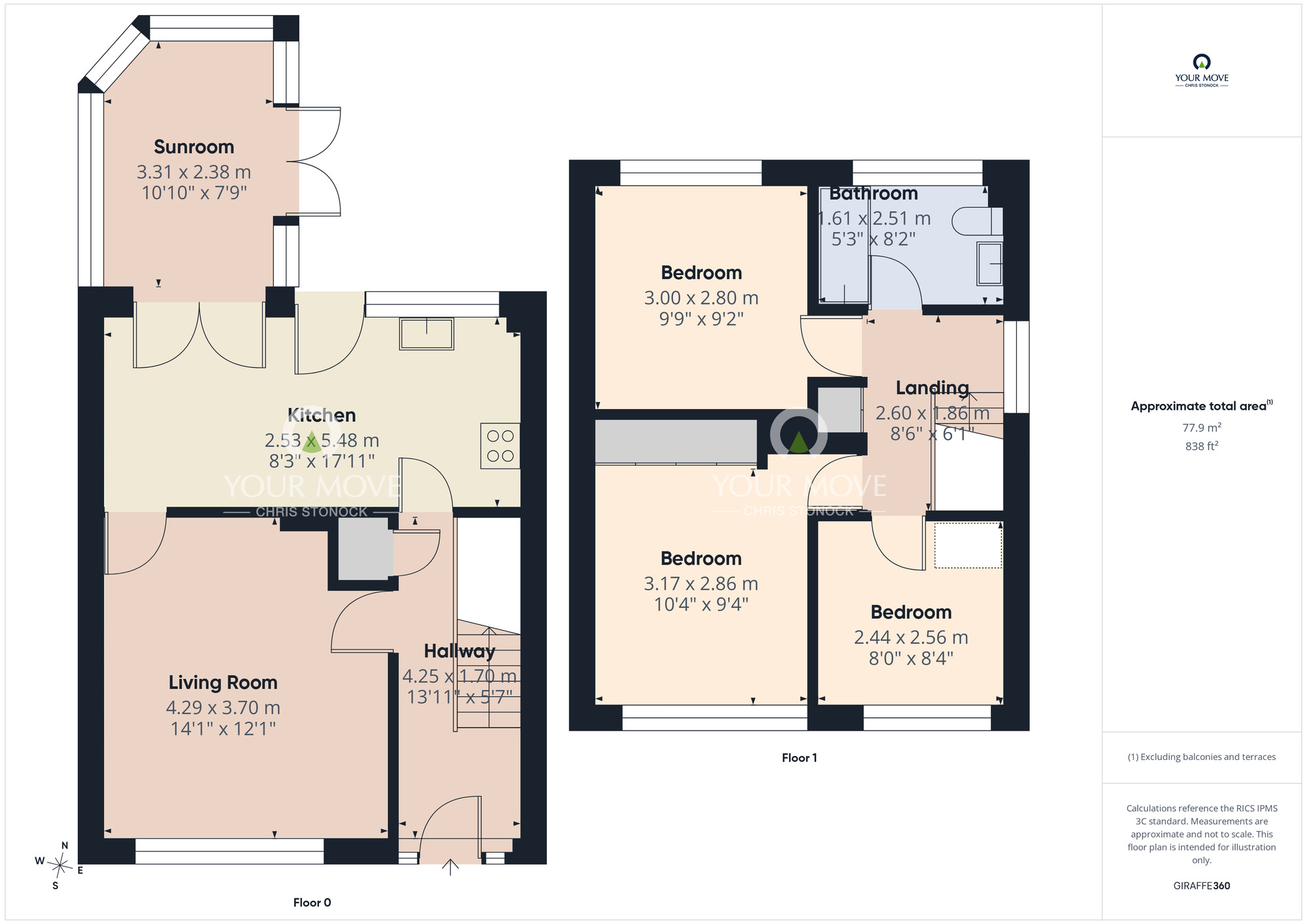 Floorplan of 3 bedroom Semi Detached House for sale, Hindley Close, Ryton, Tyne and Wear, NE40