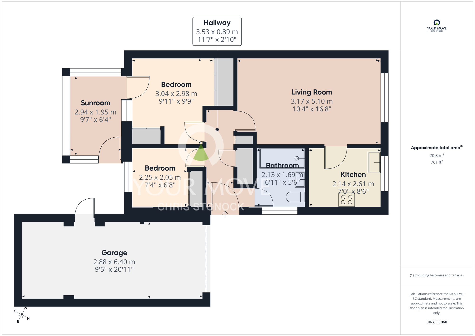 Floorplan of 2 bedroom Semi Detached Bungalow for sale, Lambton Close, Ryton, Tyne and Wear, NE40