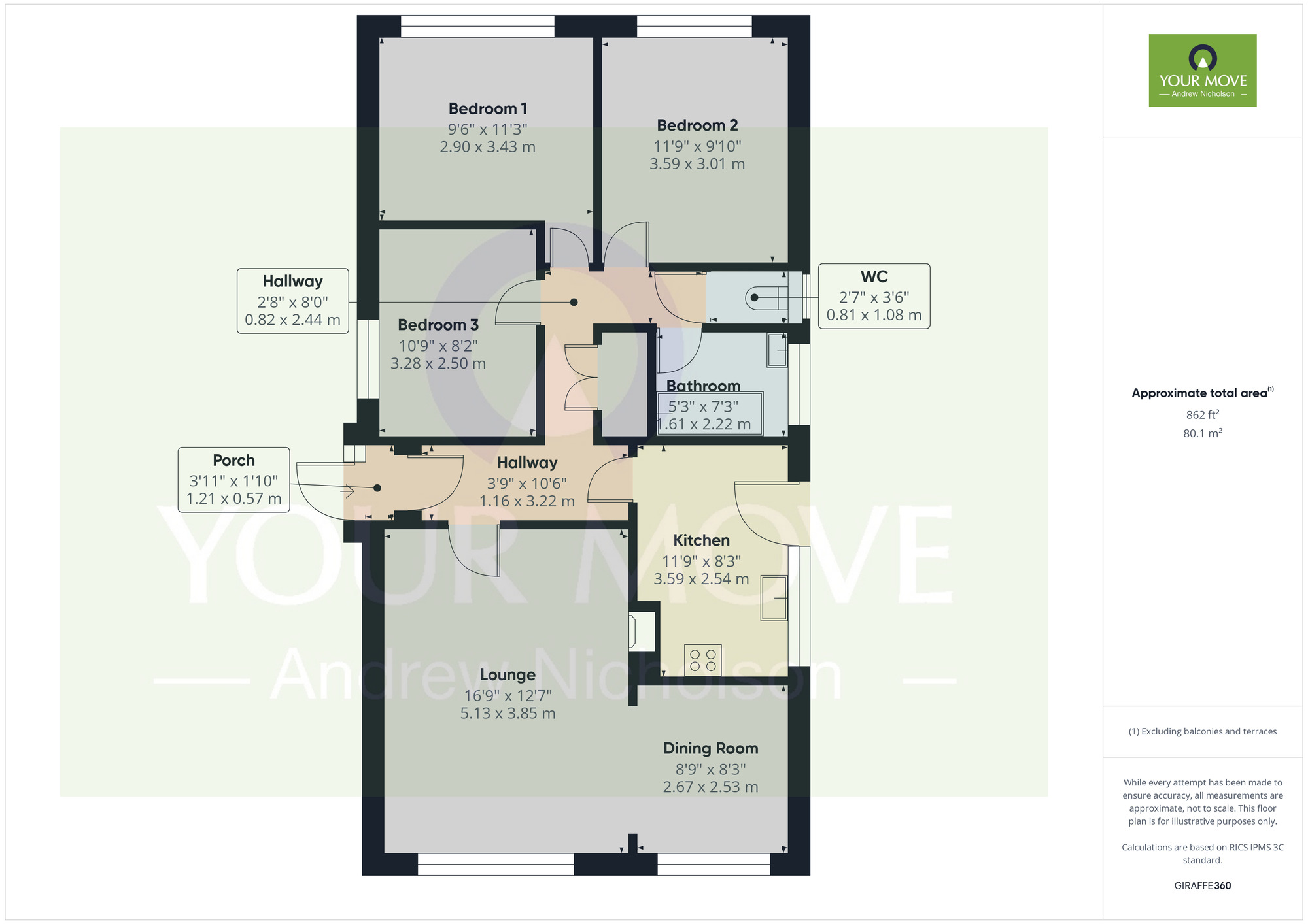 Floorplan of 3 bedroom Detached Bungalow to rent, Southbank Avenue, Shavington, Crewe, CW2