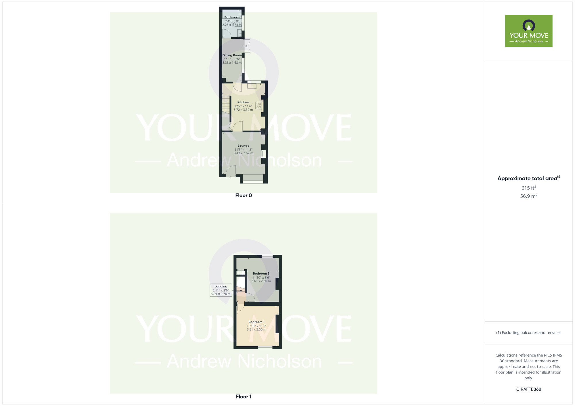 Floorplan of 2 bedroom End Terrace House to rent, Osborne Grove, Shavington, Cheshire, CW2