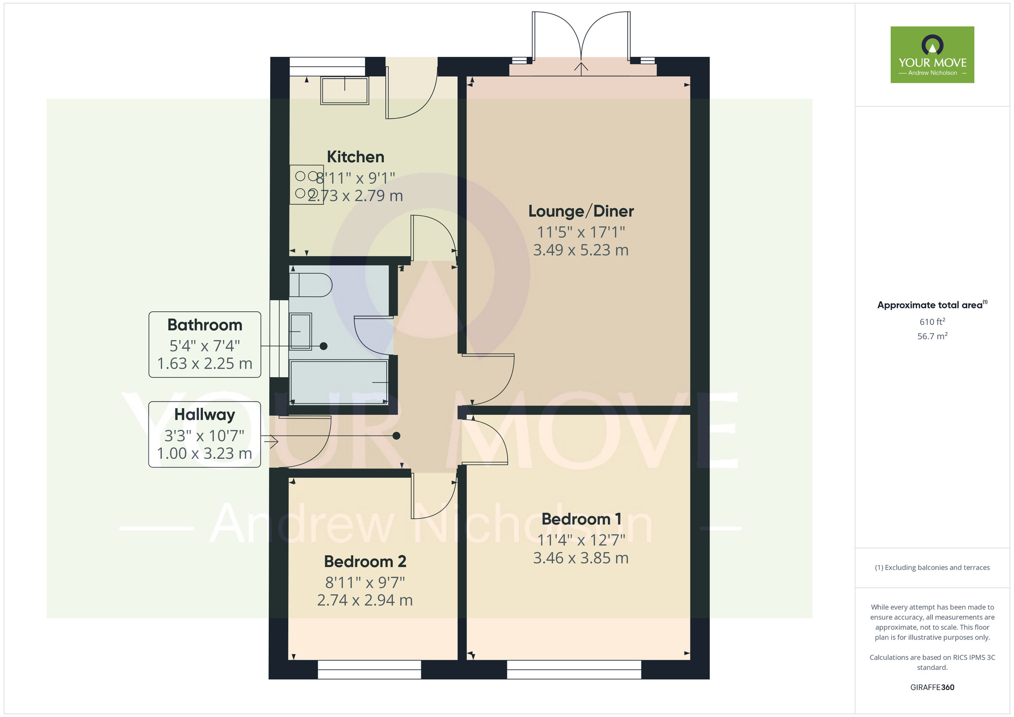 Floorplan of 2 bedroom Semi Detached Bungalow for sale, Avon Drive, Crewe, Cheshire, CW1