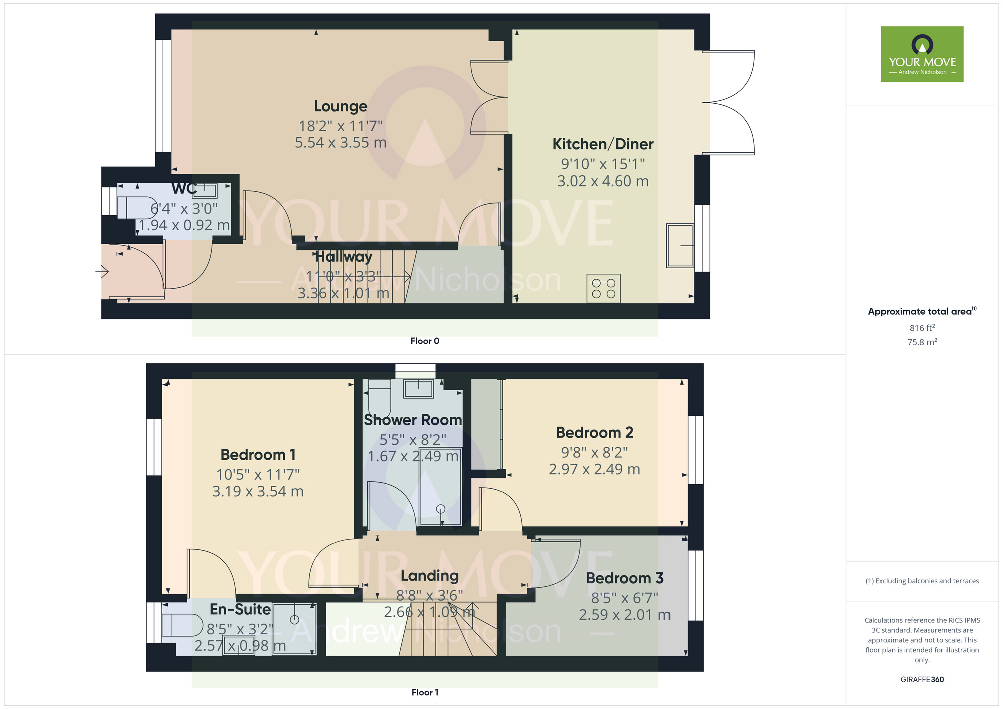 Floorplan of 3 bedroom Semi Detached House for sale, Conway Close, Crewe, Cheshire, CW1