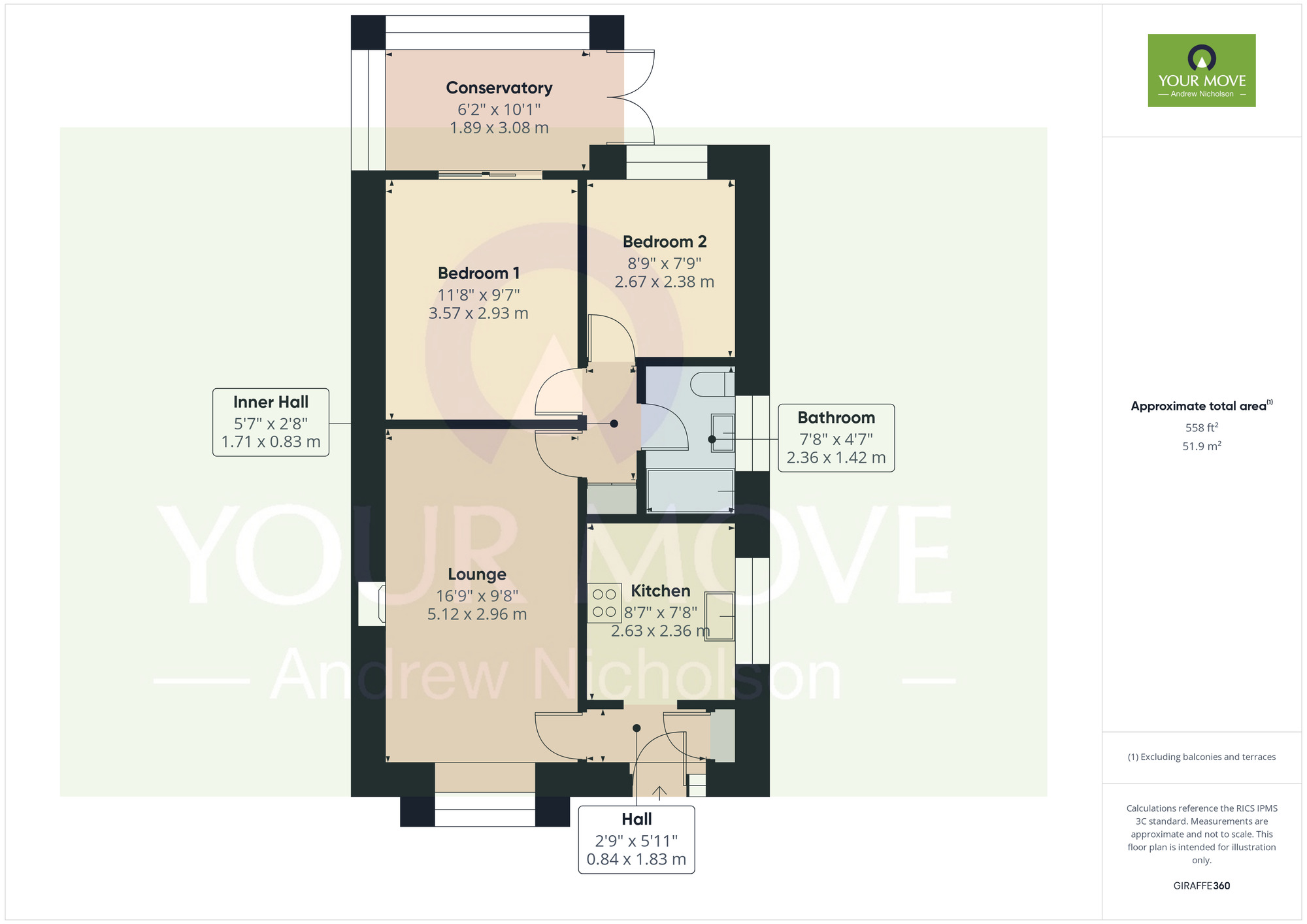 Floorplan of 2 bedroom Semi Detached Bungalow for sale, Hurn Close, Crewe, Cheshire, CW1