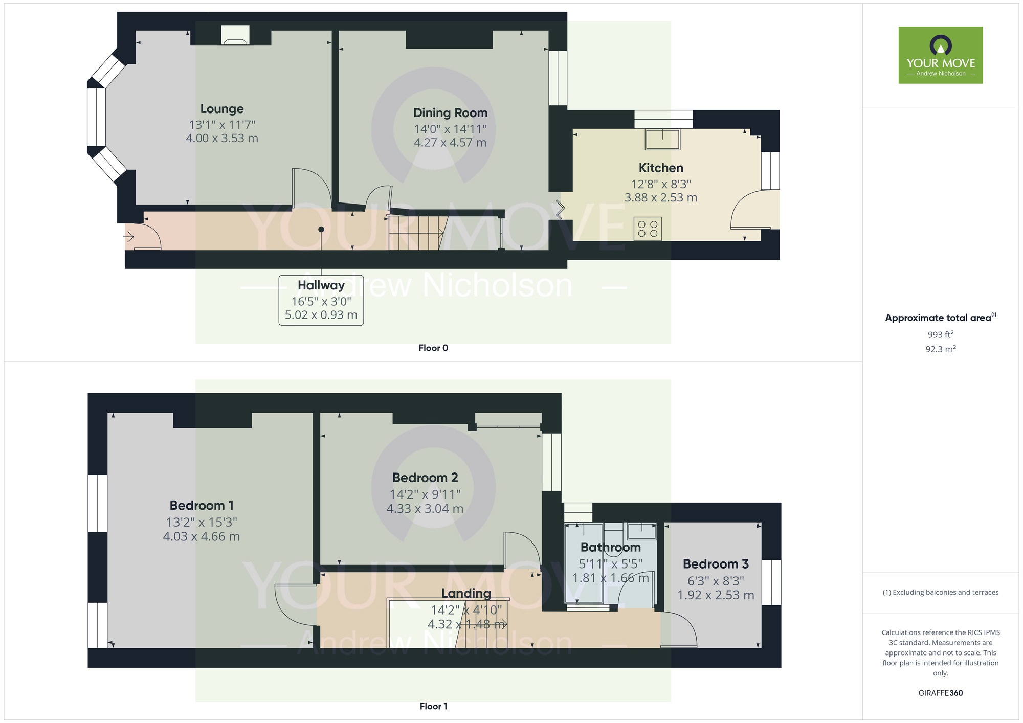 Floorplan of 3 bedroom Mid Terrace House for sale, Derrington Avenue, Crewe, Cheshire, CW2
