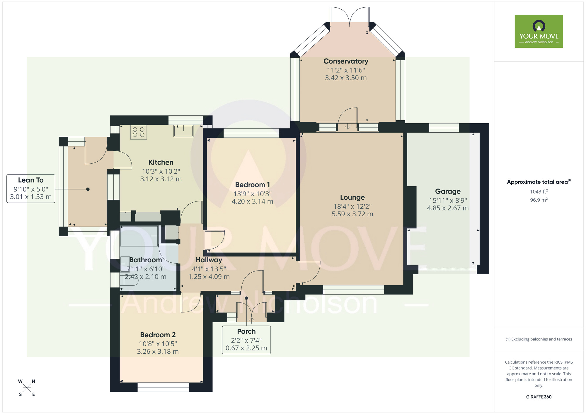 Floorplan of 2 bedroom Detached Bungalow for sale, Crewe Road, Shavington, Cheshire, CW2