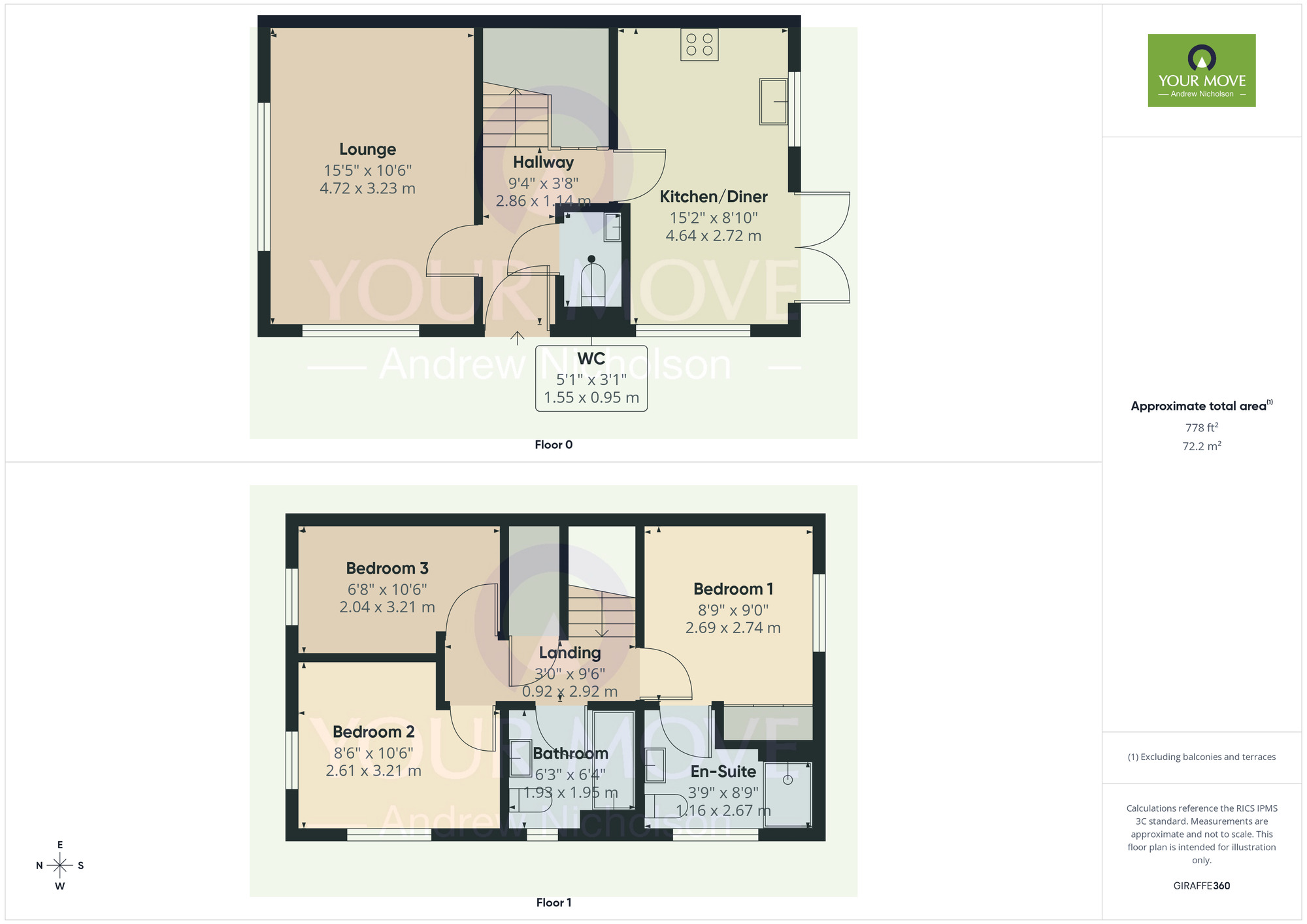 Floorplan of 3 bedroom Detached House for sale, Bickerton Close, Crewe, Cheshire, CW1