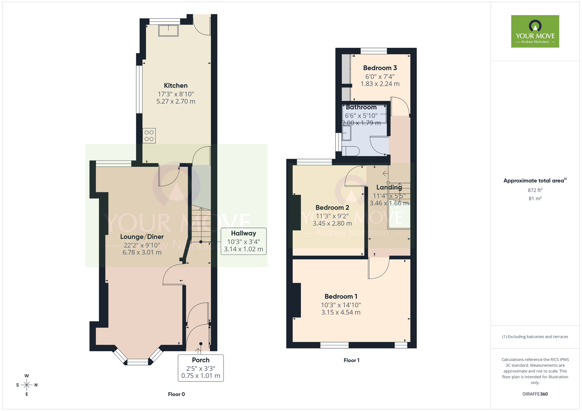 Floorplan of 3 bedroom Semi Detached House for sale, St. Andrews Avenue, Crewe, Cheshire, CW2