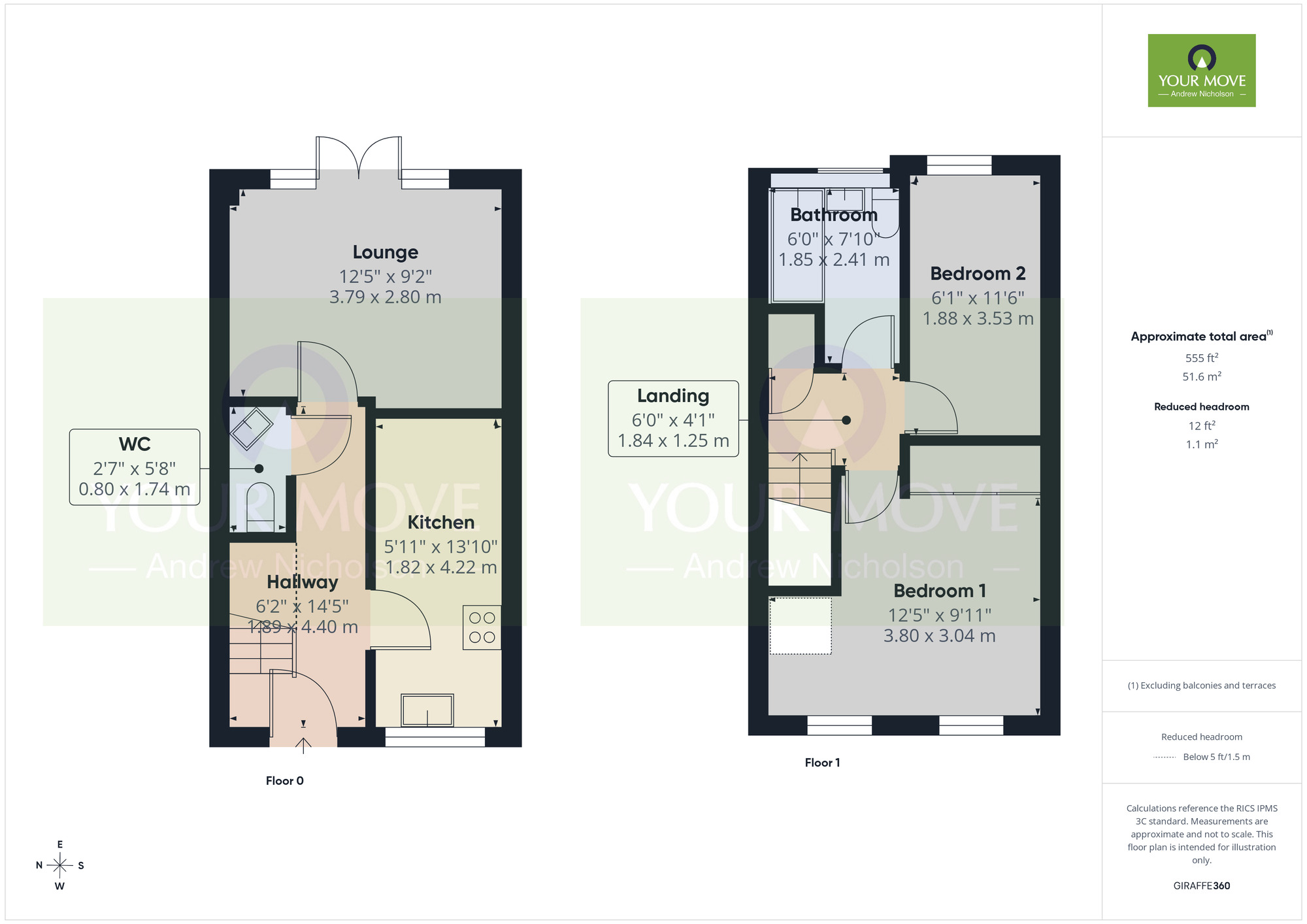 Floorplan of 2 bedroom Mid Terrace House to rent, Rowans Close, Crewe, Cheshire, CW1