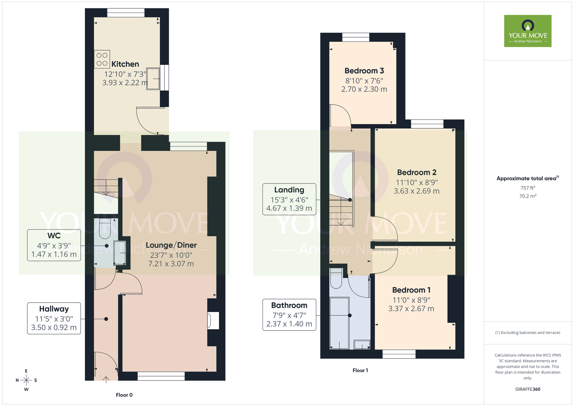 Floorplan of 3 bedroom End Terrace House for sale, Flag Lane, Crewe, Cheshire, CW2